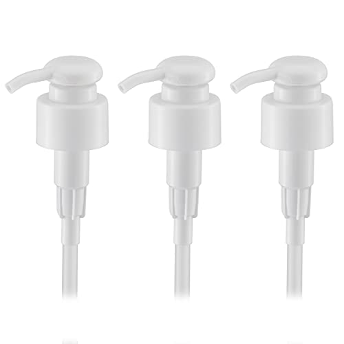 Owlyee 28/410 Liter Shampoo Pump Dispenser - 3 Pack White Bottle Pumps for Lotion, Conditioner & Soap (Fits 33.8oz Bottles) - Perfect for Bathroom, Salon & Home Use