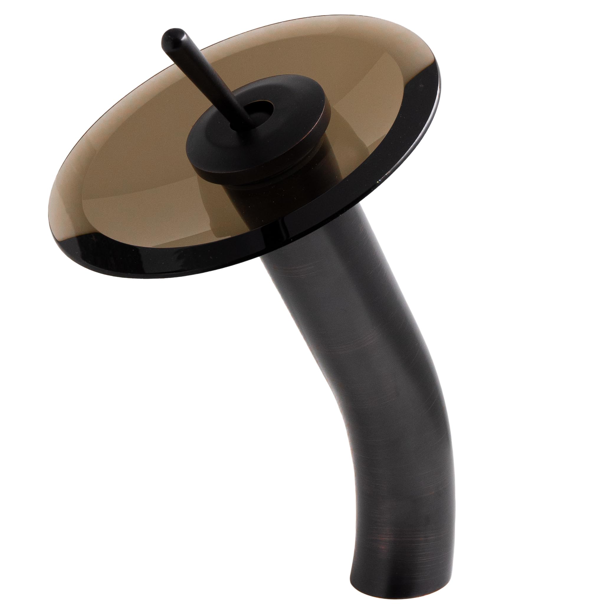 Novatto GF-001ORB-T Single Lever Waterfall Vessel Faucet in Oil Rubbed Bronze with Tea Glass Spout - Modern Bathroom Sink Faucet for Vanity, Powder Room & Luxury Home Decor