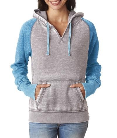 J.America Women's Zen Contrast Pullover Hooded Fleece Jacket - Cozy Casual Wear for Fall & Winter, Perfect for Outdoor Activities and Lounging