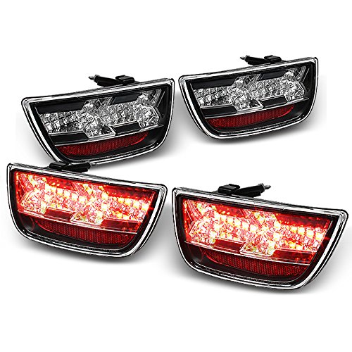 AKKON Full LED Tail Lights Brake Lamps Replacement Pair for 2010-2013 Chevy Camaro - Black, Left + Right (4pcs) - Upgrade Your Ride with Enhanced Visibility & Style for Night Driving & Car Shows