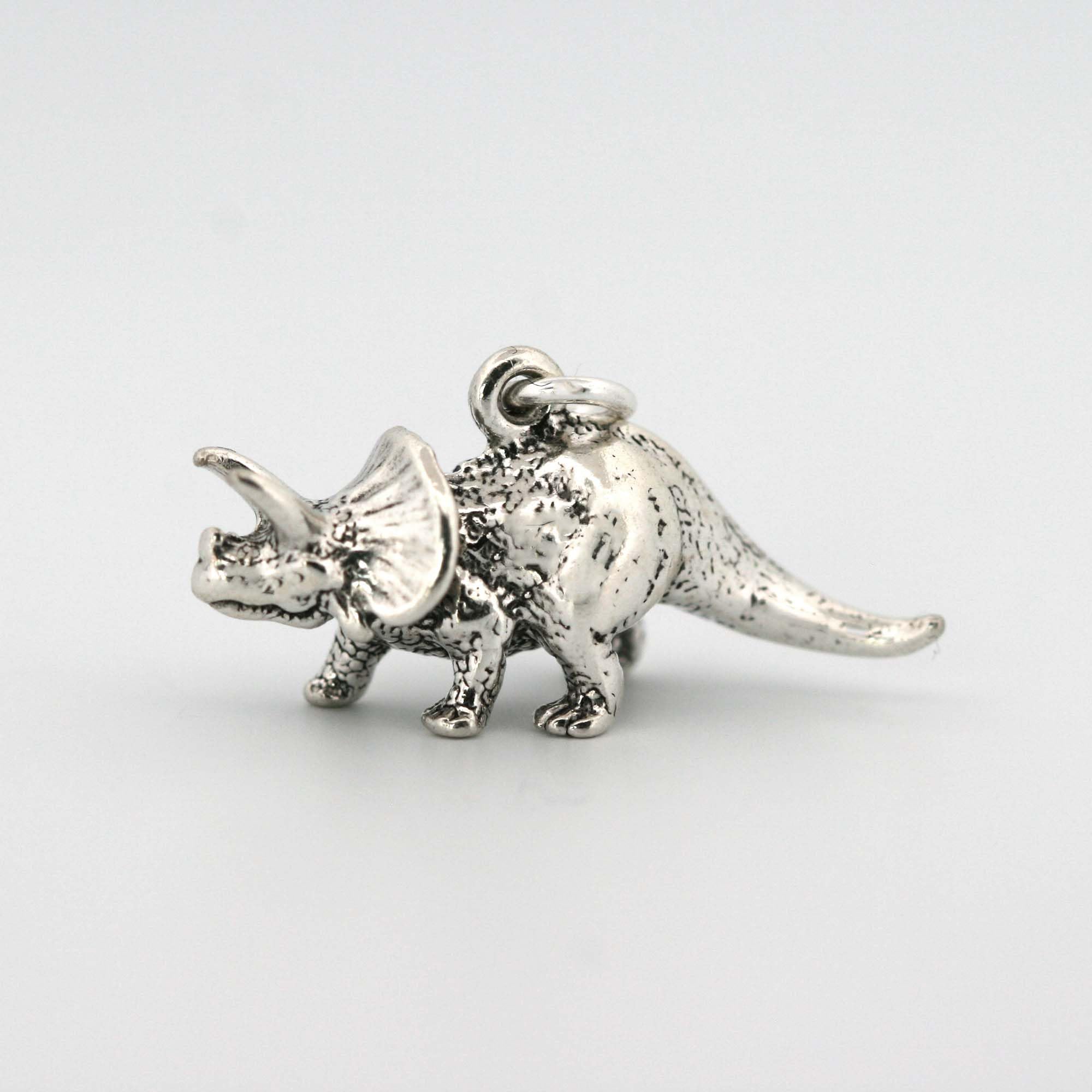 Triceratops Dinosaur 3D Charm Pendant - 925 Sterling Silver Jewelry Making Supply for Bracelets, Necklaces & DIY Crafts | Perfect for Gifts, Costume Jewelry & Dinosaur Lovers