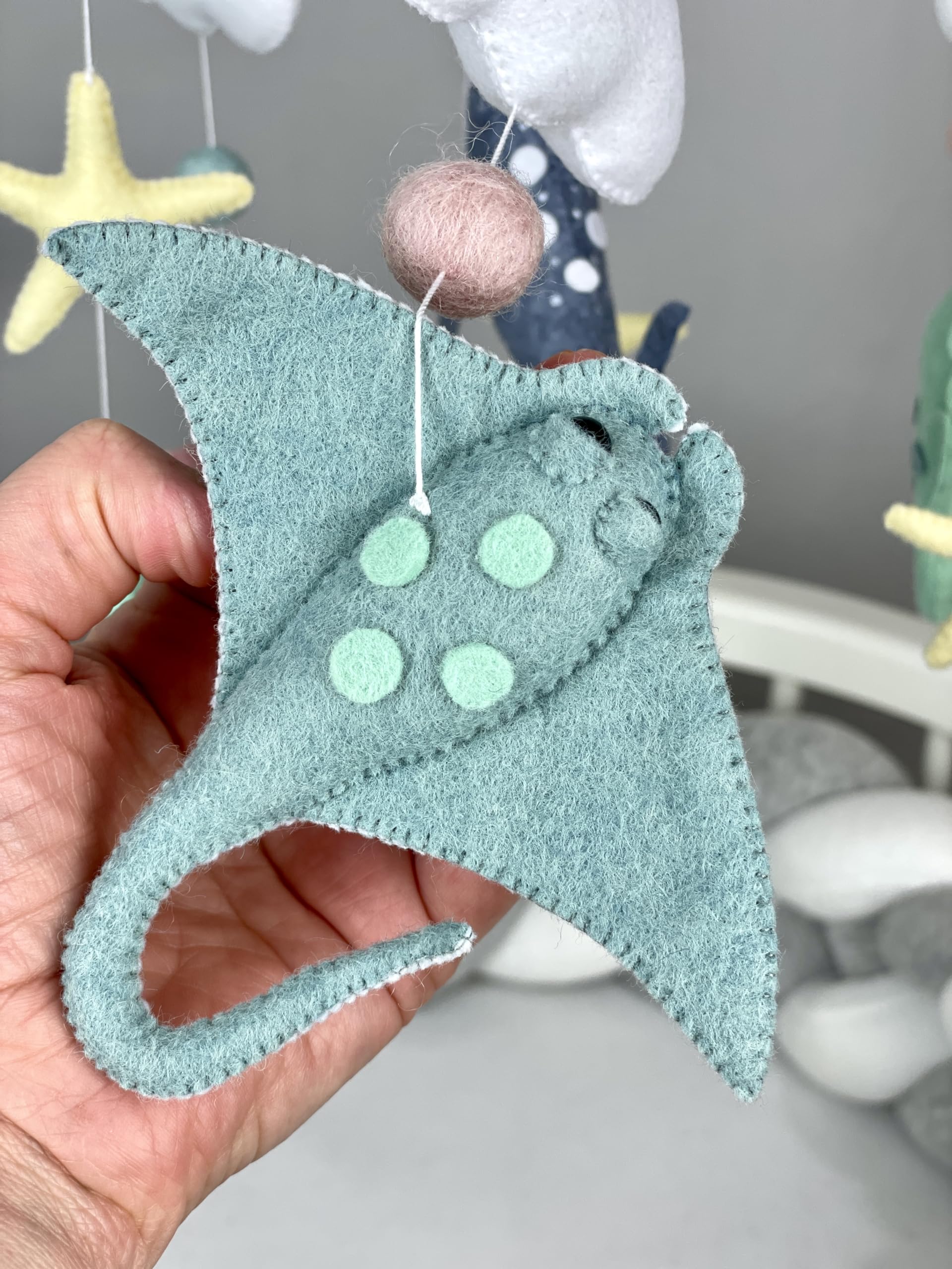 Ocean Baby Crib Mobile - Under the Sea Nursery Decor with Felt Sea Animals, Neutral Nautical Theme | Perfect Baby Shower Gift, Newborn Nursery Essential & Thoughtful Present for New Moms | Creates Calming Ocean Ambiance for Baby's Sleep Time
