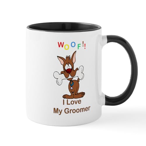 White/Black Inside - Woof I Love My Groomer Mug