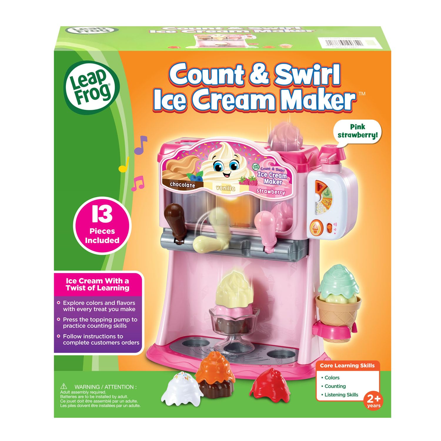 LeapFrog Count and Swirl Ice Cream Maker Toy for Toddlers & Kids Ages 2+ | Pretend Play Learning Game | Pink Educational Playset for Birthday Gifts & Preschool Activities