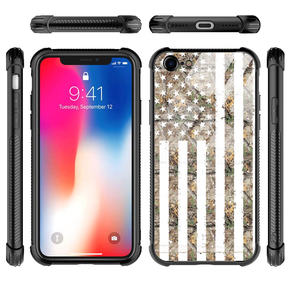 HAARBB Shockproof TPU Case for iPhone 6/6s Plus - Green Camouflage American Flag Design | Anti-Scratch Soft Protective Cover for Men & Boys | Perfect for Outdoor Activities, Sports & Daily Use