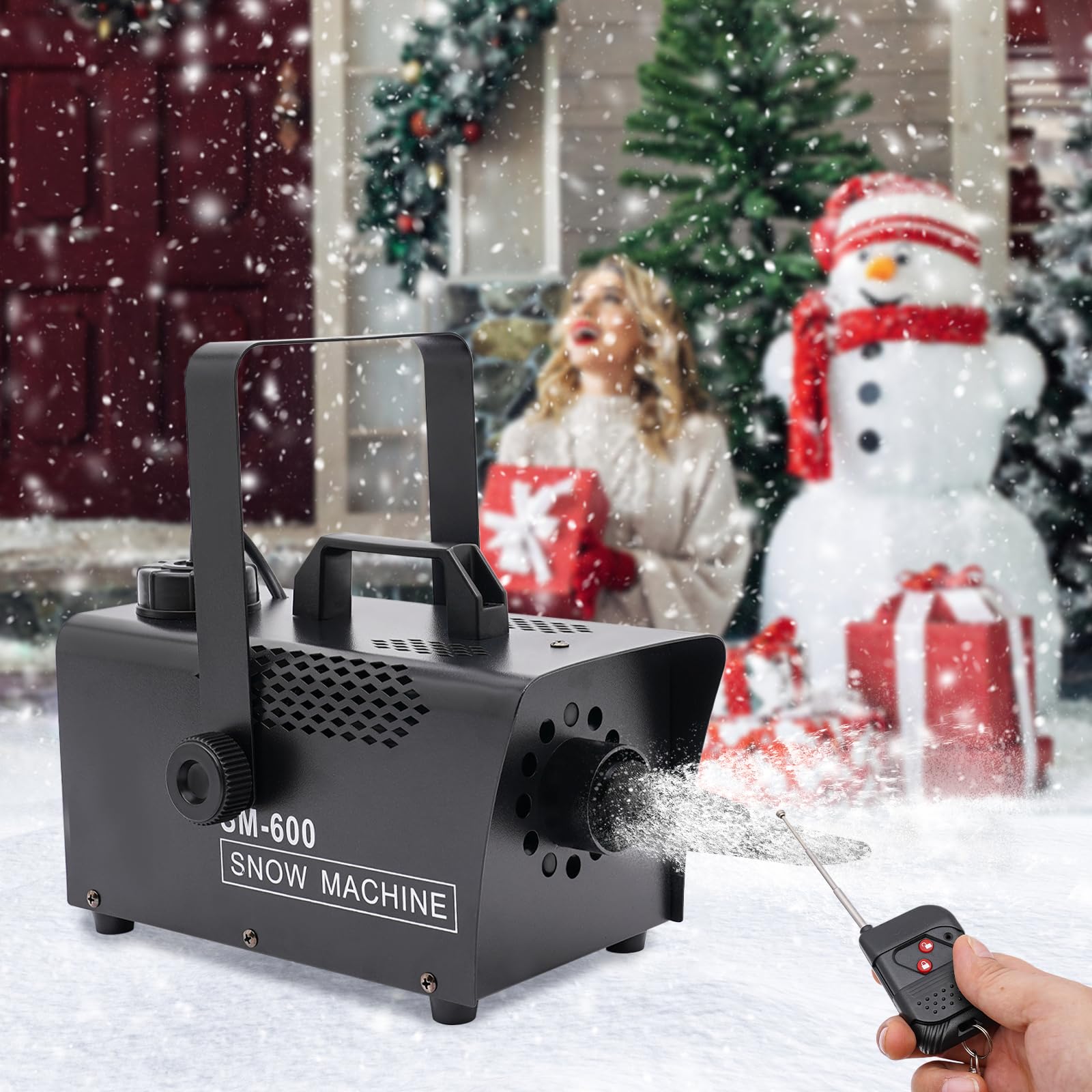 600W High Power Snow Machine for Parties - Indoor/Outdoor Snowflake Blower with Wireless & Wired Remote Control - Perfect for Christmas Celebrations, Weddings, Stage Performances, Kids Events and Winter Parades - Create Magical Snow Effects for Holiday Decorations & Photography