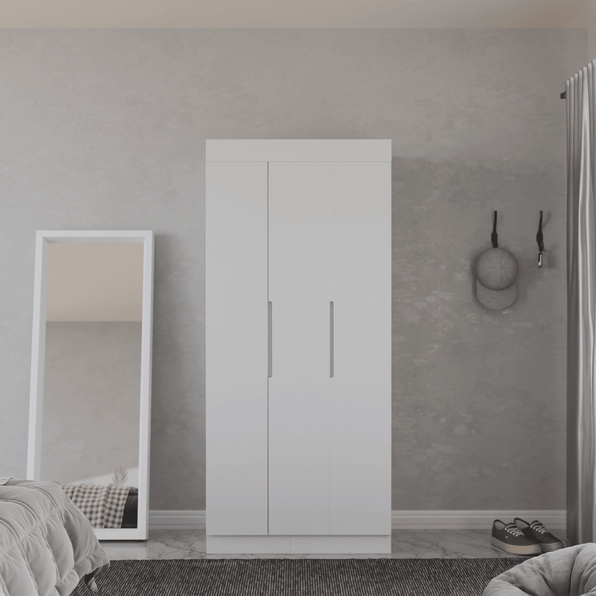 Harris 3-Door Open Wardrobe Closet - Modern Freestanding Storage for Bedroom, Living Room & Walk-In Closet Organization