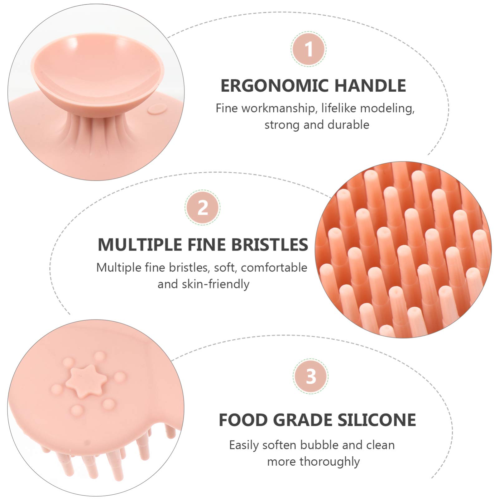 Pink Silicone Scalp Massager Brush - Gentle Shampoo & Scalp Care Brush for Kids & Adults - Perfect for Relaxing Head Massage & Hair Washing at Home or Salon