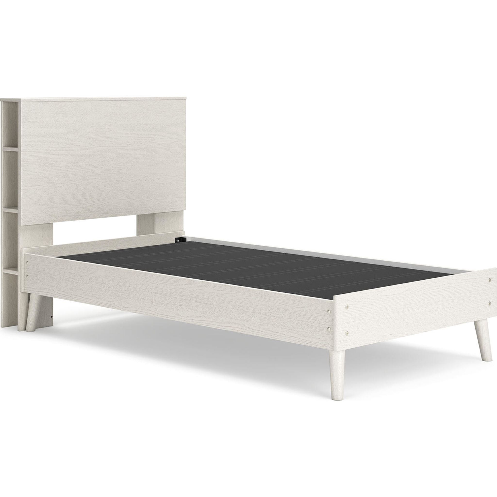 Aprilyn Twin Bookcase Bed in White - Space-Saving Kids Bedroom Furniture for Small Rooms & Dorm Decor