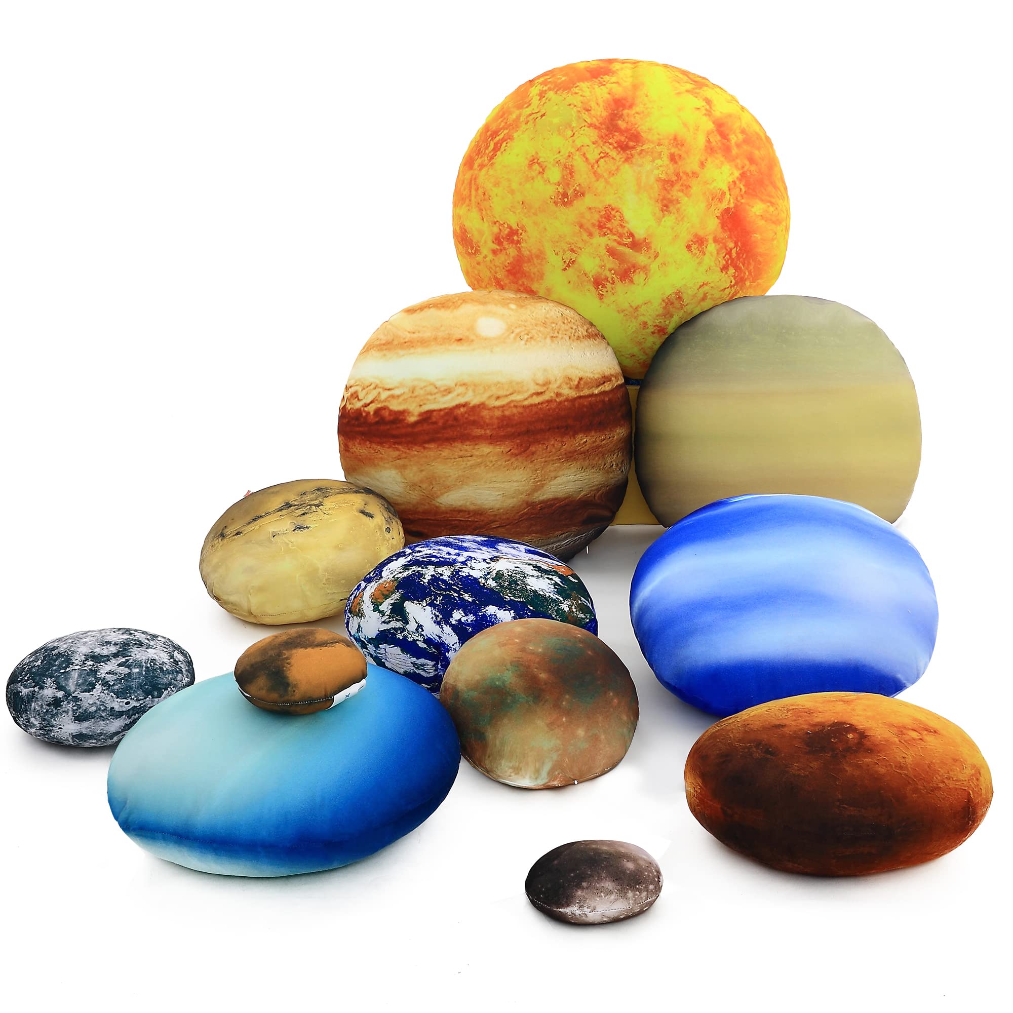 WOWMAX 3D Floor Pillows - Creative Home Decor, Analog Planet Stuffed Pillows for Kids & Adults, Soft Throw Pillows for Living Room, Bedroom, Photo & Film Props (12 PCS Mixed Planets) - Perfect for Cozy Reading Nooks, Movie Nights & Space-Themed Decor