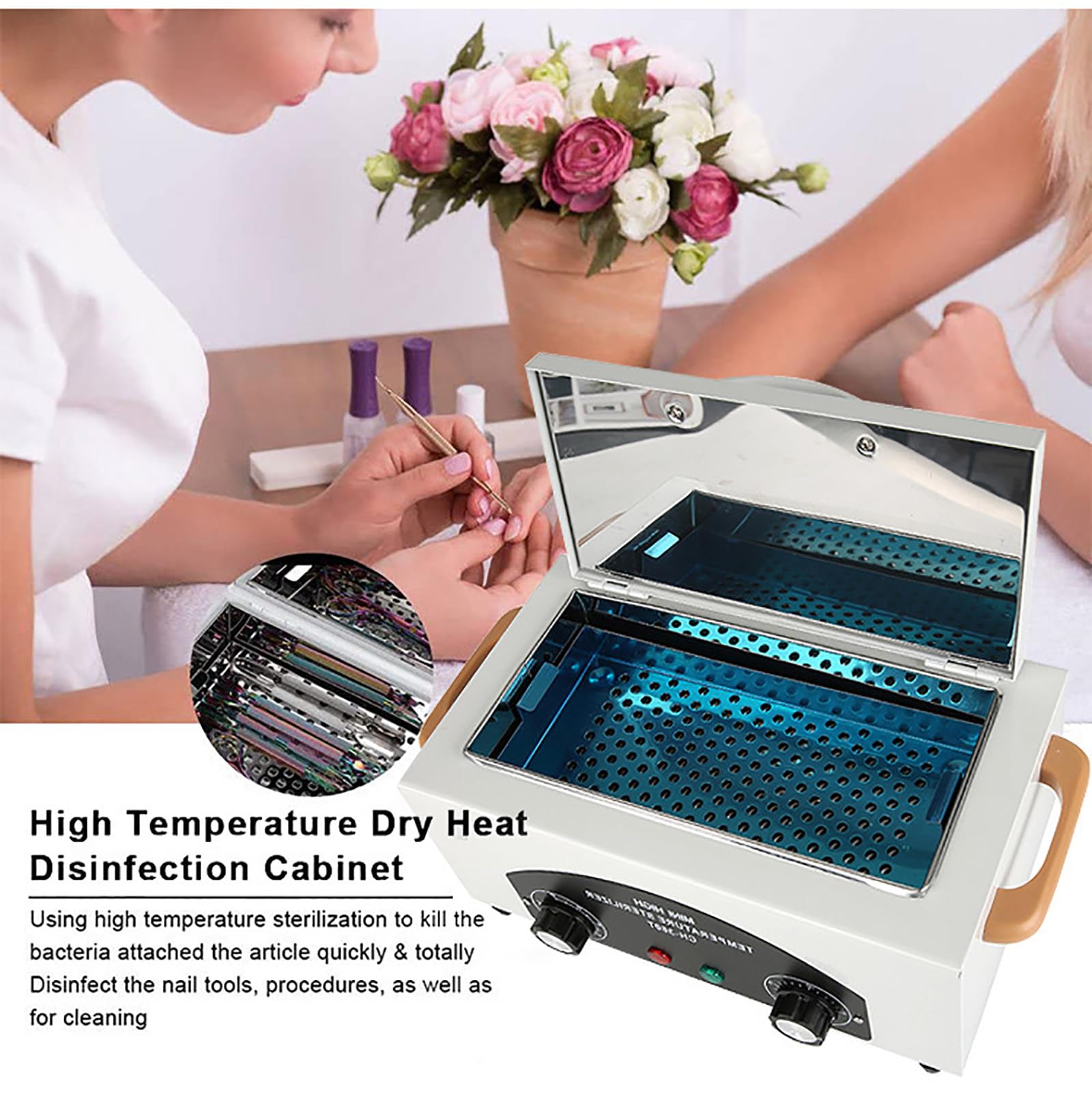 Portable High Temperature Sterilizer for Spa Towels & Salon Tools - 50-220℃ Adjustable Heat with Timer - Dental Clinic & Lab Disinfection Equipment - Perfect for Home Spas, Beauty Salons & Medical Facilities