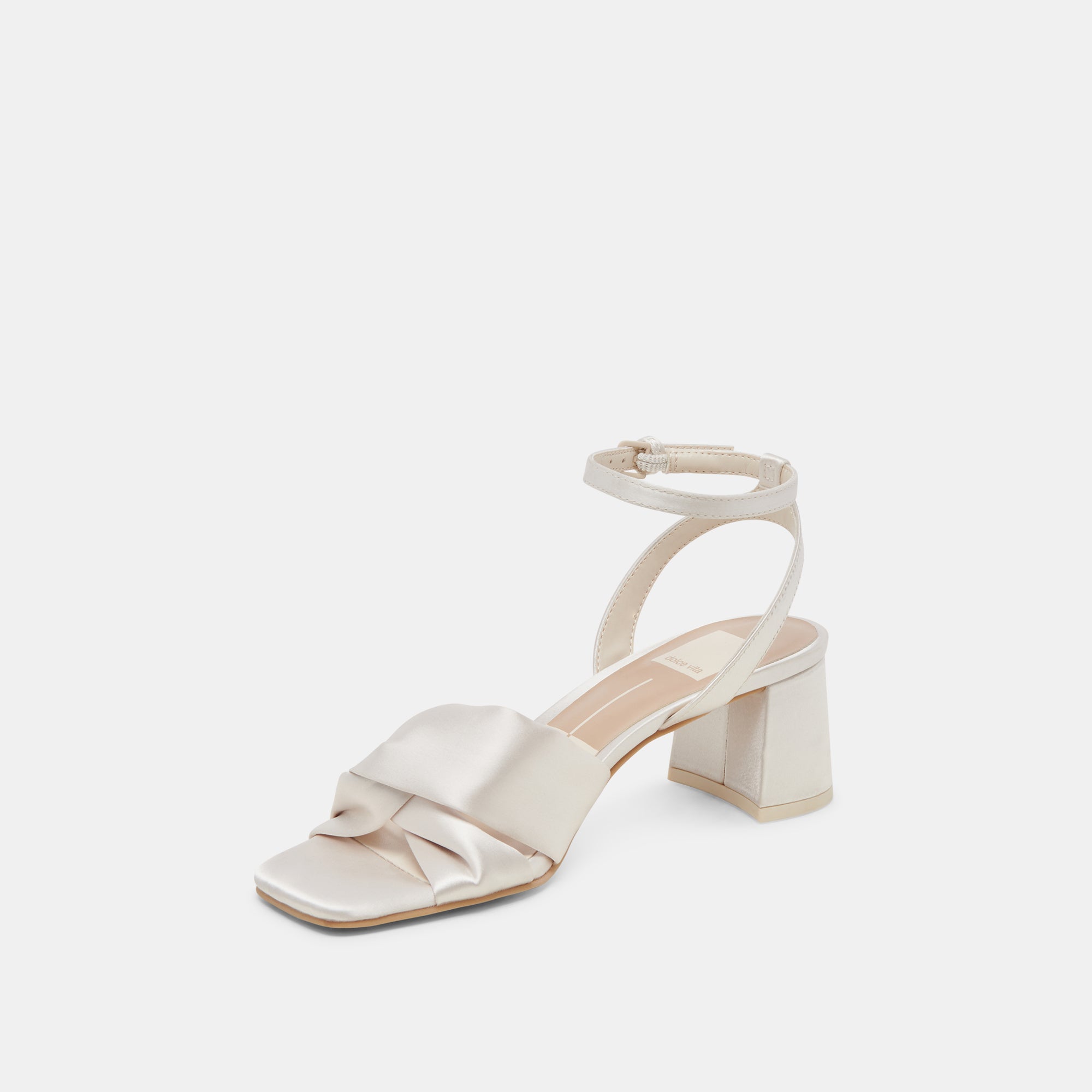 BRENNA Women's Wide Heels in Ivory Satin - Elegant Comfort for Weddings, Parties & Special Occasions