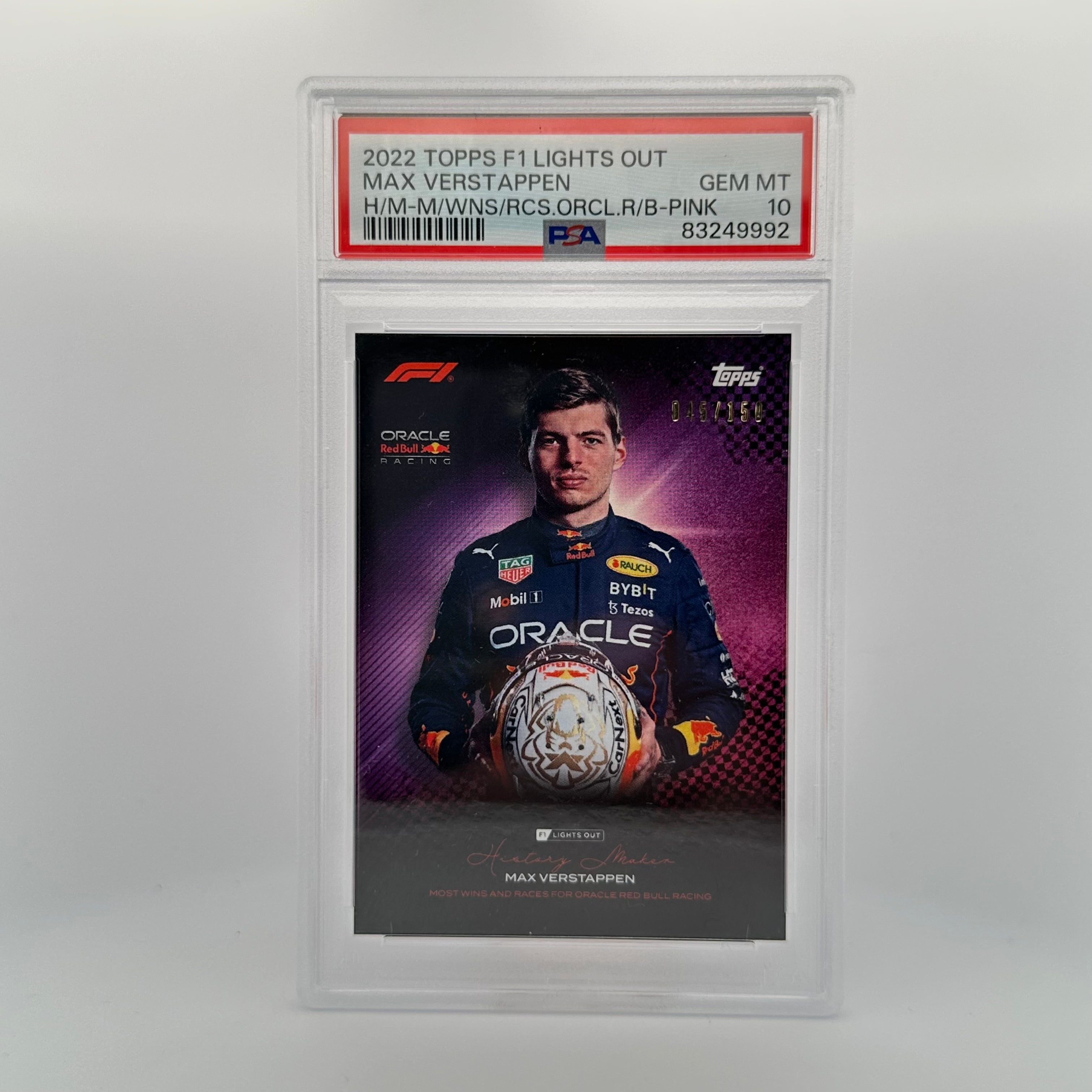 PSA 10 Max Verstappen 2021 History Maker Pink #/150 - Rare F1 Trading Card for Collectors & Racing Fans - Perfect for Display, Investment & Memorabilia Collections