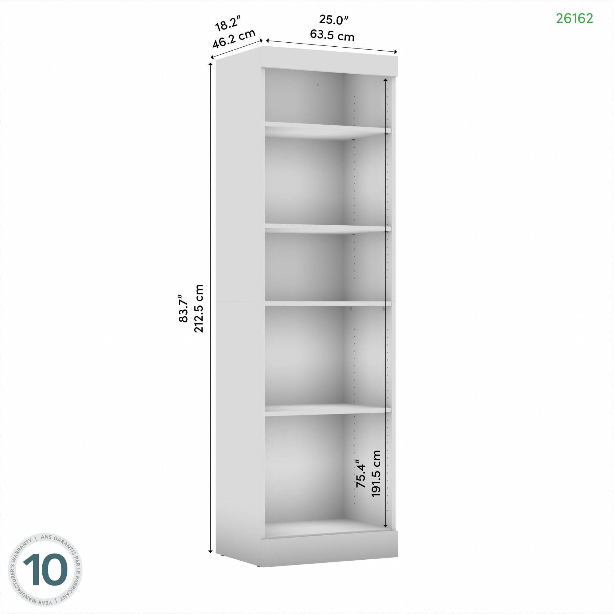 Bestar 25-inch Closet Organizer System - Modern Walk-in Closet Storage Solution for Bedroom, Entryway & Pur Collection in Bark Gray | Space-Saving Wardrobe Organization for Small Homes & Apartments