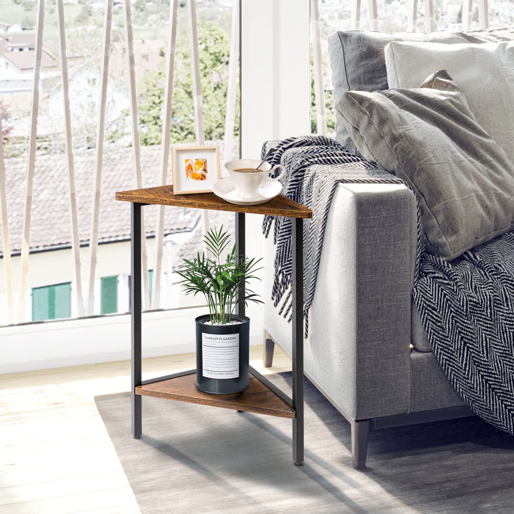 Compact Corner Table for Small Spaces - Triangle End Table for Living Room, Bedroom & Office - Multi-Functional Corner Side Table, Nightstand & Accent Table - Perfect for Tight Spaces & Stylish Home Decor