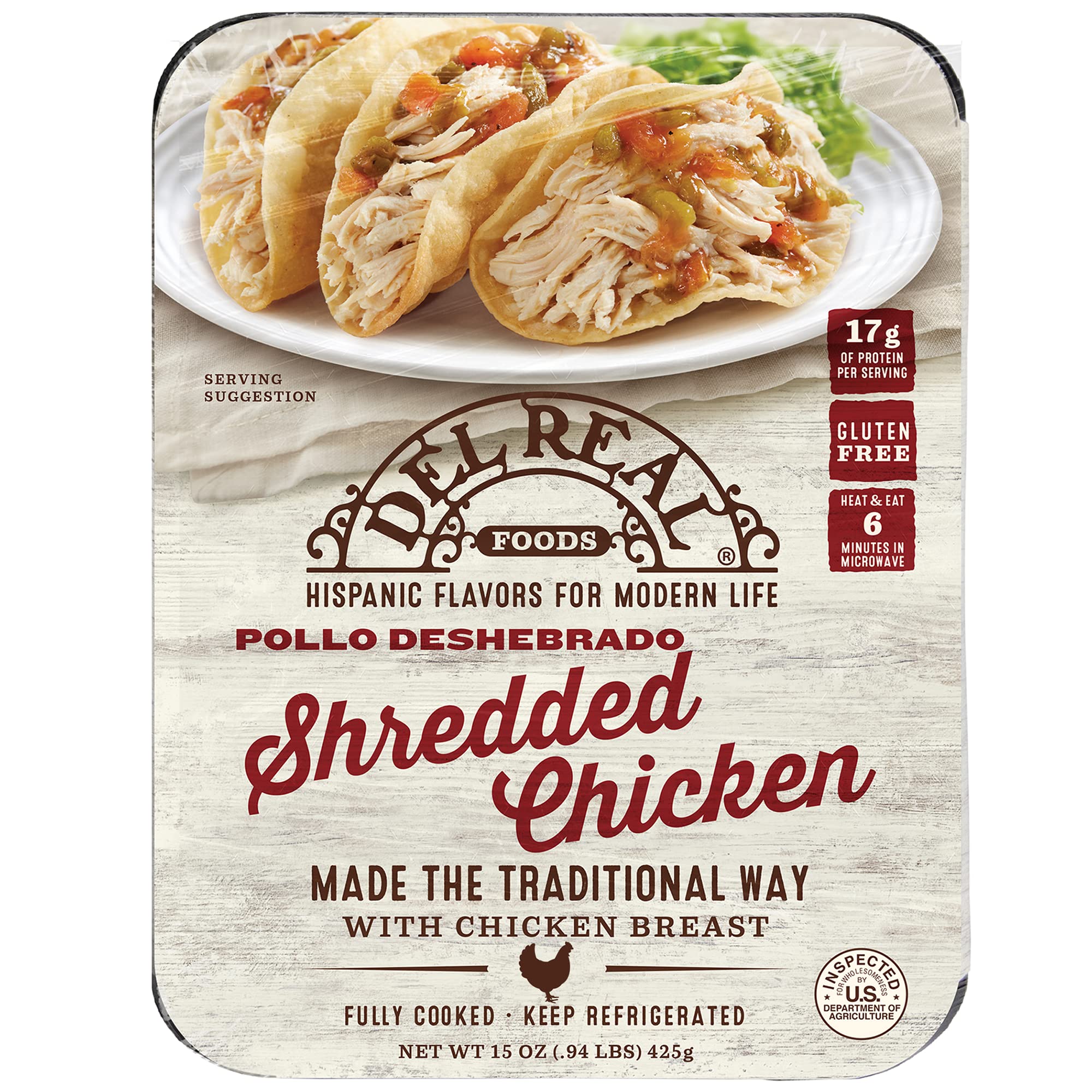 Premium Shredded Chicken (Pollo Deshebrado) - 15oz Can - High Protein, Gluten-Free, Ready to Eat - Perfect for Tacos, Salads, Sandwiches & Meal Prep