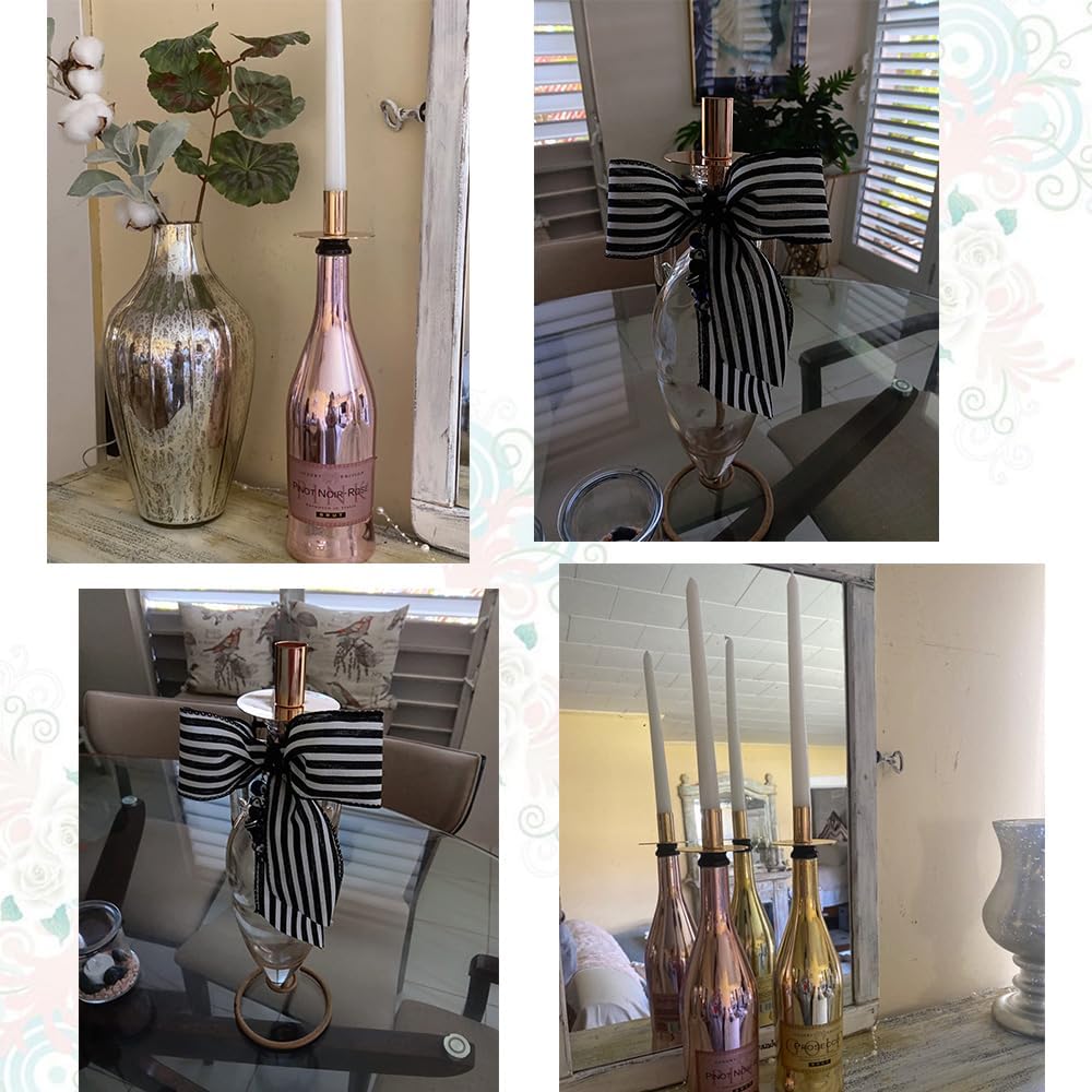 VINCIGANT Gold Wine Bottle Taper Candle Holder Set of 4 - Modern Candlestick for Votive Candles, Elegant Wedding & Birthday Party Decor, Romantic Dinner Table Centerpiece for Home Decor