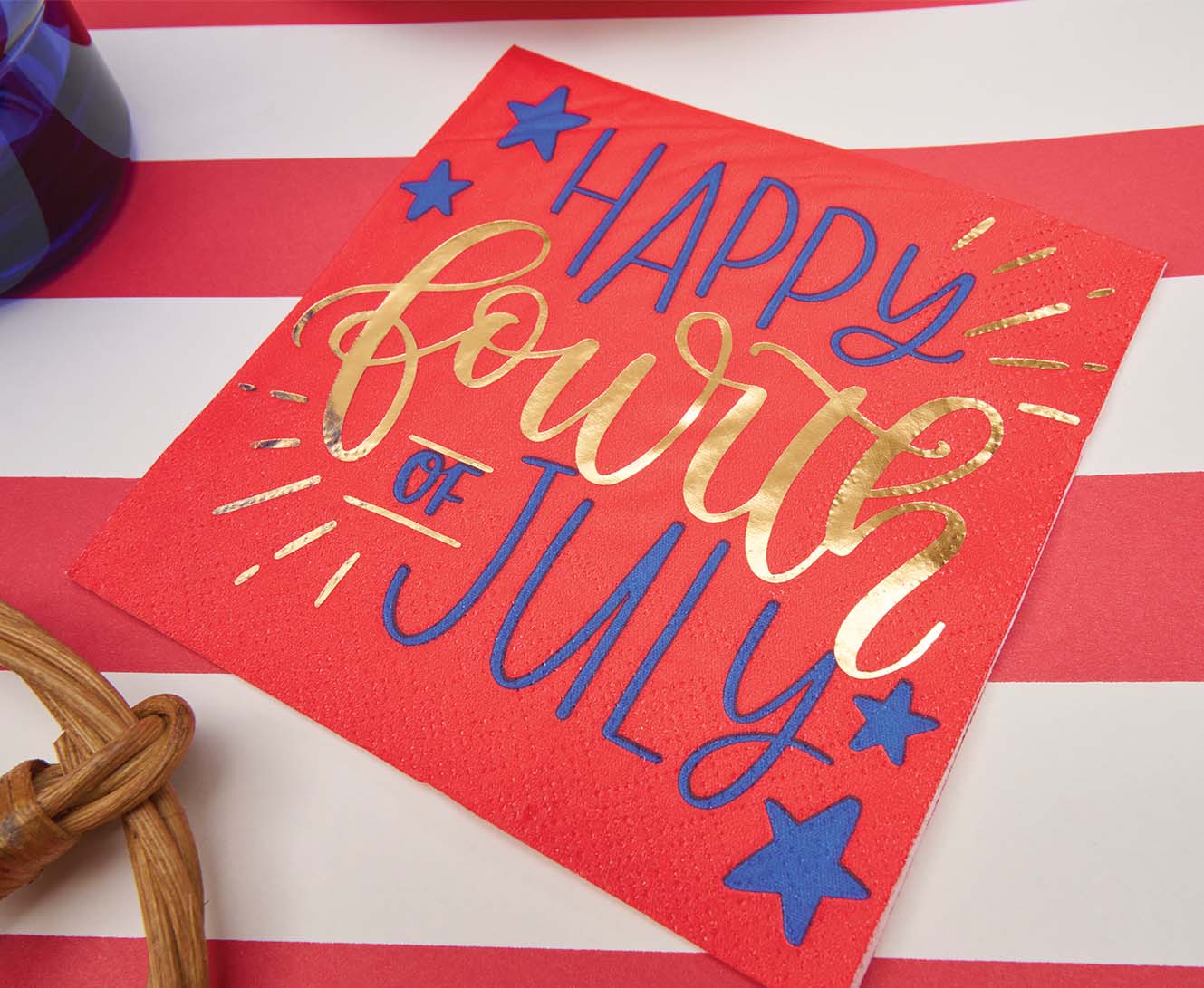 Modern Patriotic Table Decor for 4th of July - Red White & Blue Party Supplies for Outdoor BBQ, Picnic & Independence Day Celebrations