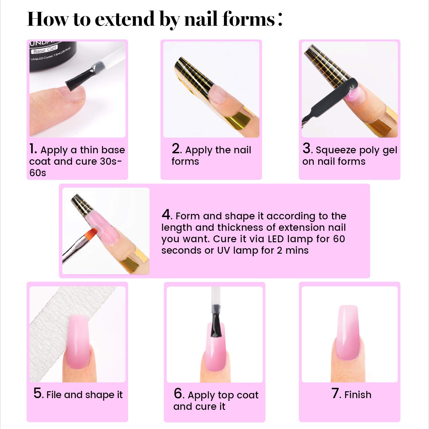 Beetles 6PCS Poly Nail Gel Kit with Nail Drill - French Manicure & Nail Extension for Professionals