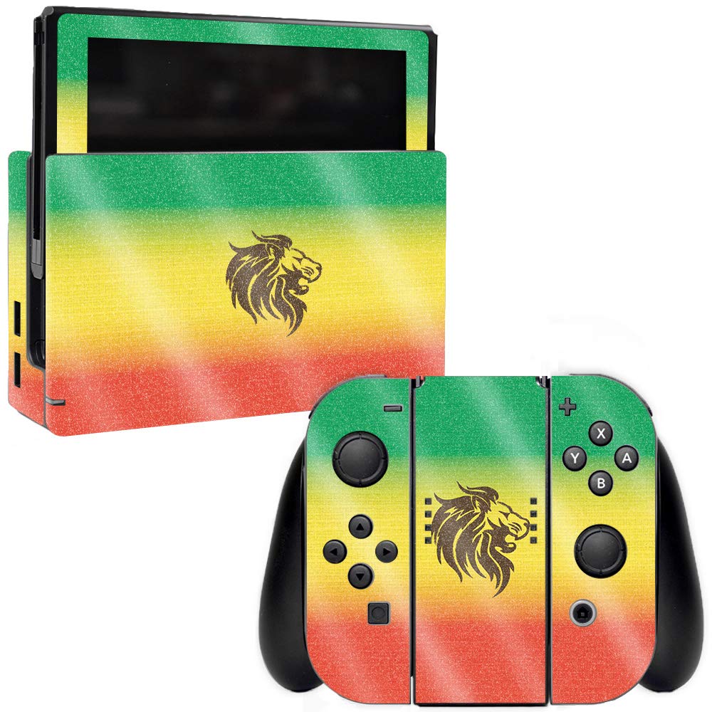 MightySkins Glossy Glitter Skin for Nintendo Switch - Rasta Lion | Protective & Durable High-Gloss Finish | Easy to Apply & Remove | Made in USA | Perfect for Gaming, Travel & Customization