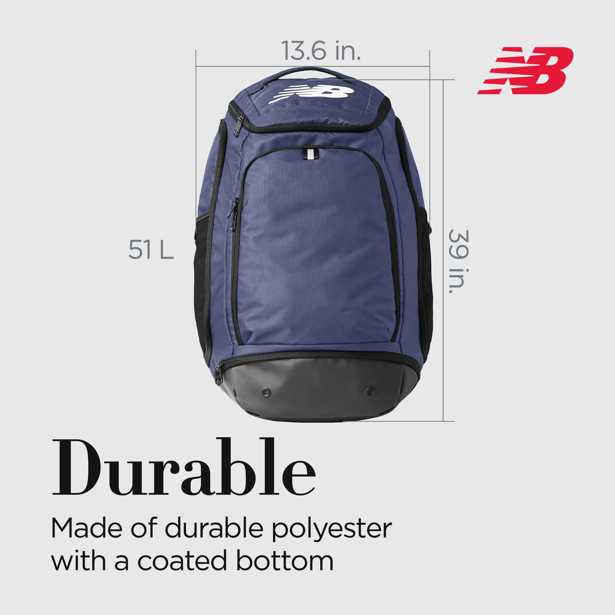 New Balance Sports Backpack for Men & Women - Durable Team Travel Gym Bag in Blue - Perfect for Workouts, Travel & School - One Size Fits All