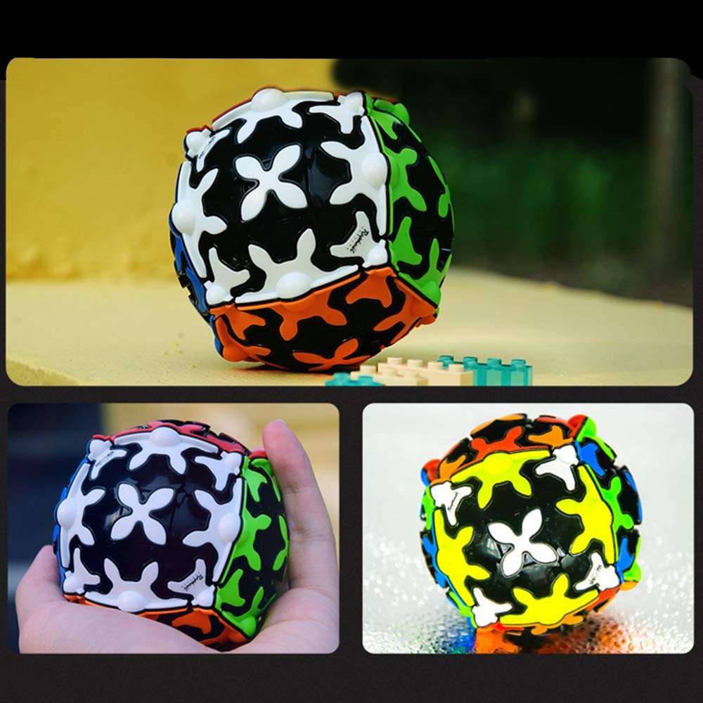 Yealvin 4 Pack Speed Cube Set - 3x3 Gear Cube, Gear Ball, Pyraminx Gear, Cylinder Gear Cube - Brain Teaser Puzzle Toys for Kids & Adults - Perfect for Stress Relief, STEM Learning & Party Games
