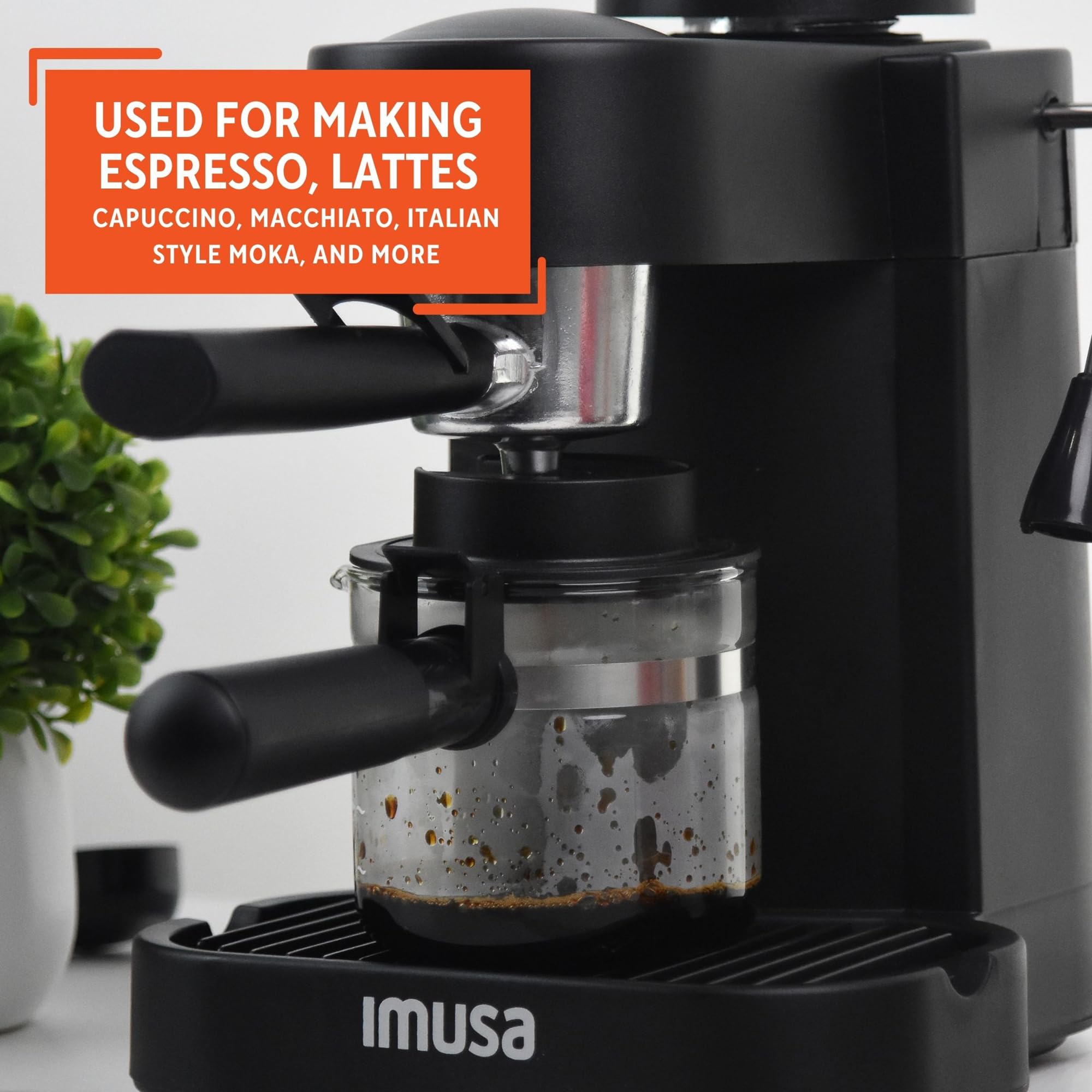 IMUSA USA GAU-18202 4 Cup Espresso & Cappuccino Maker, 120V Black - Perfect for Home Coffee Bars & Office Break Rooms