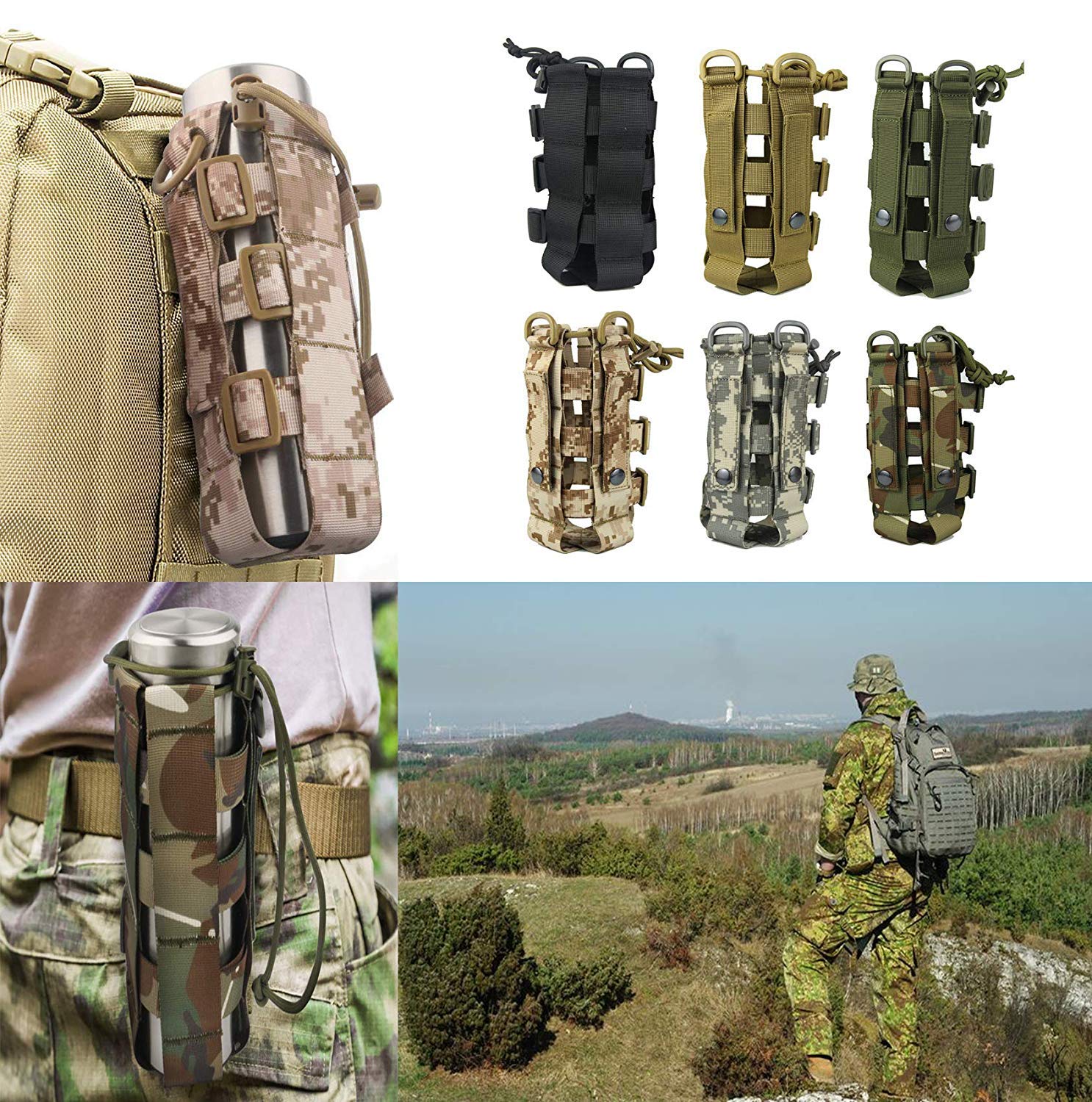 Tactical Water Bottle Holder - MOLLE Pouch for Outdoor & Hiking