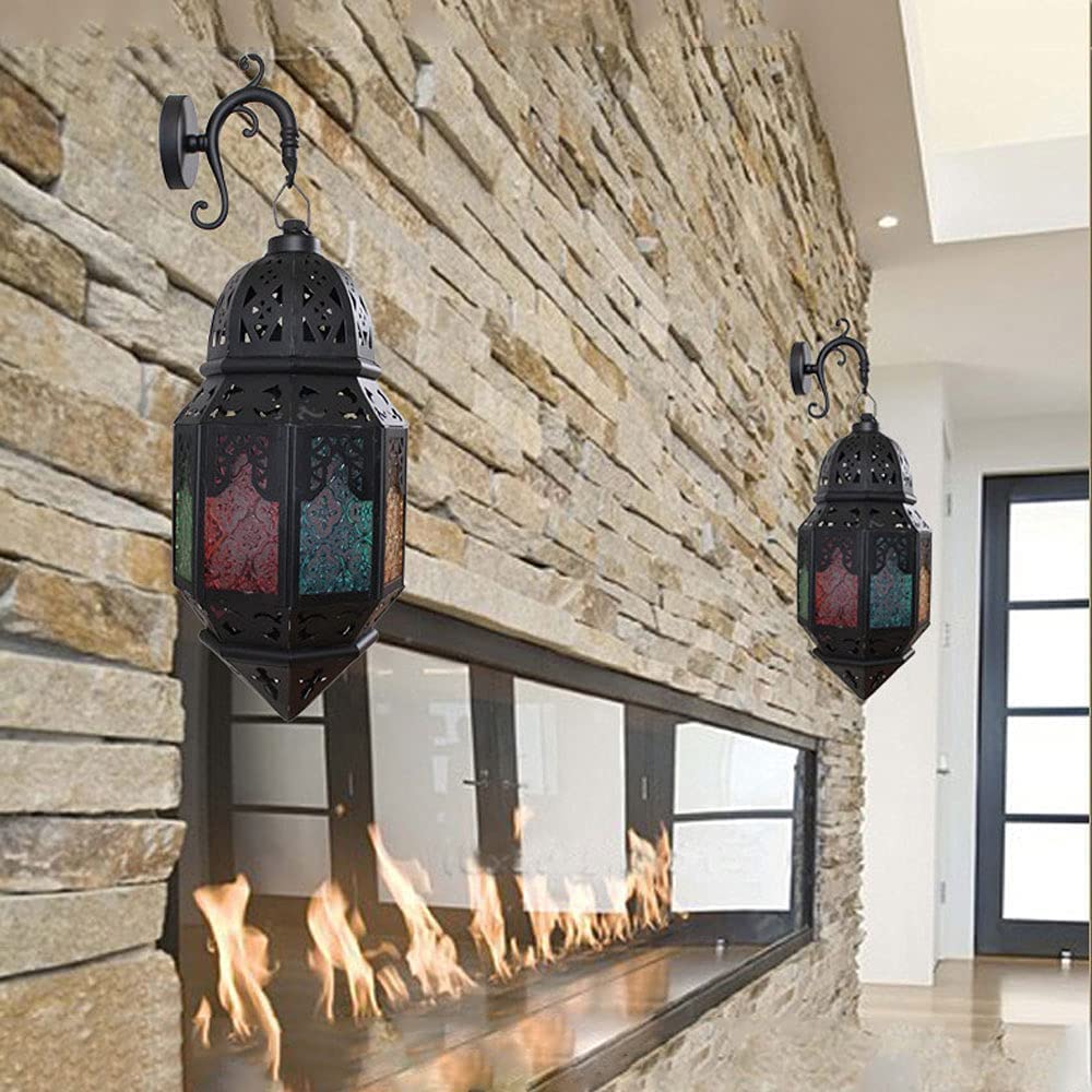 Turkish Stained Glass Wall Sconce - Rustic Plug-in Wall Lantern Light for Living Room, Bedroom, Hallway & Restaurant Decor | Indoor Wall Mounted Lighting Fixture with Elegant Glass Shade