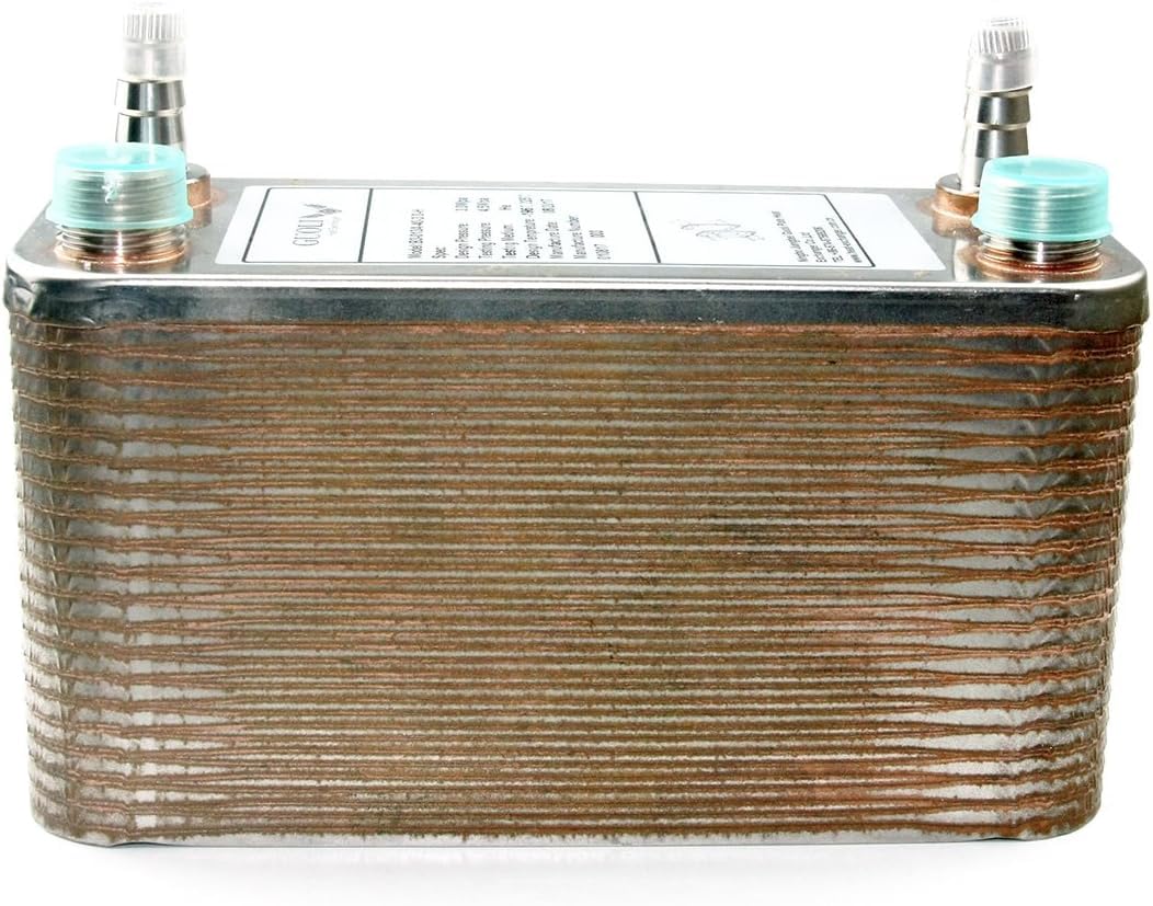 40-Plate Brazed Heat Exchanger & Counterflow Chiller - Copper 40 Plate Wort Chiller - Stainless Steel Beer Cooling System - 1/2