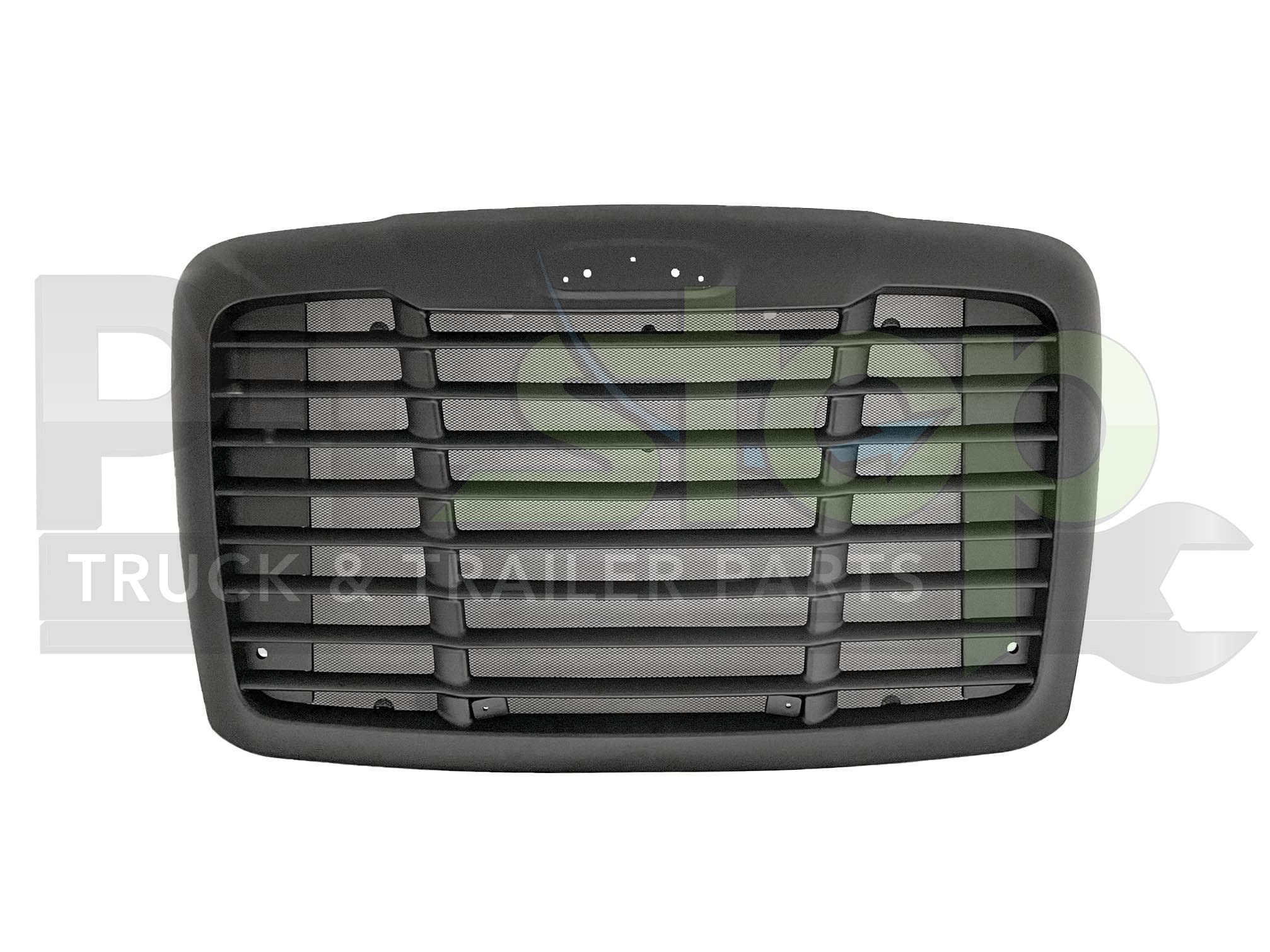 Black Blackout Front Hood Radiator Grill Grille with Bug Screen for Freightliner Cascadia 2008-2017 | OEM Part# A17-19112-000 & A17-15624-003 | Heavy Duty Truck Replacement Part for Improved Airflow & Protection