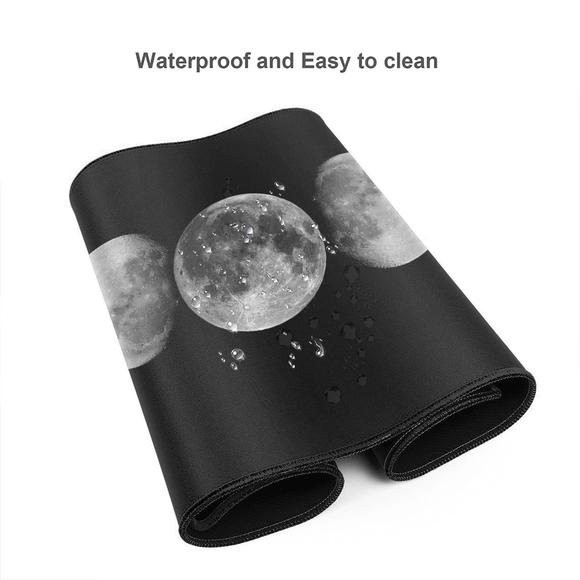 Celestial Moon Phases Extended Gaming Mouse Pad - 31.5x15.7 Inch Non-Slip Rubber Base Desk Mat with Stitched Edges for Office Work & PC Gaming | Perfect for Computer Setup, Streaming & Home Office