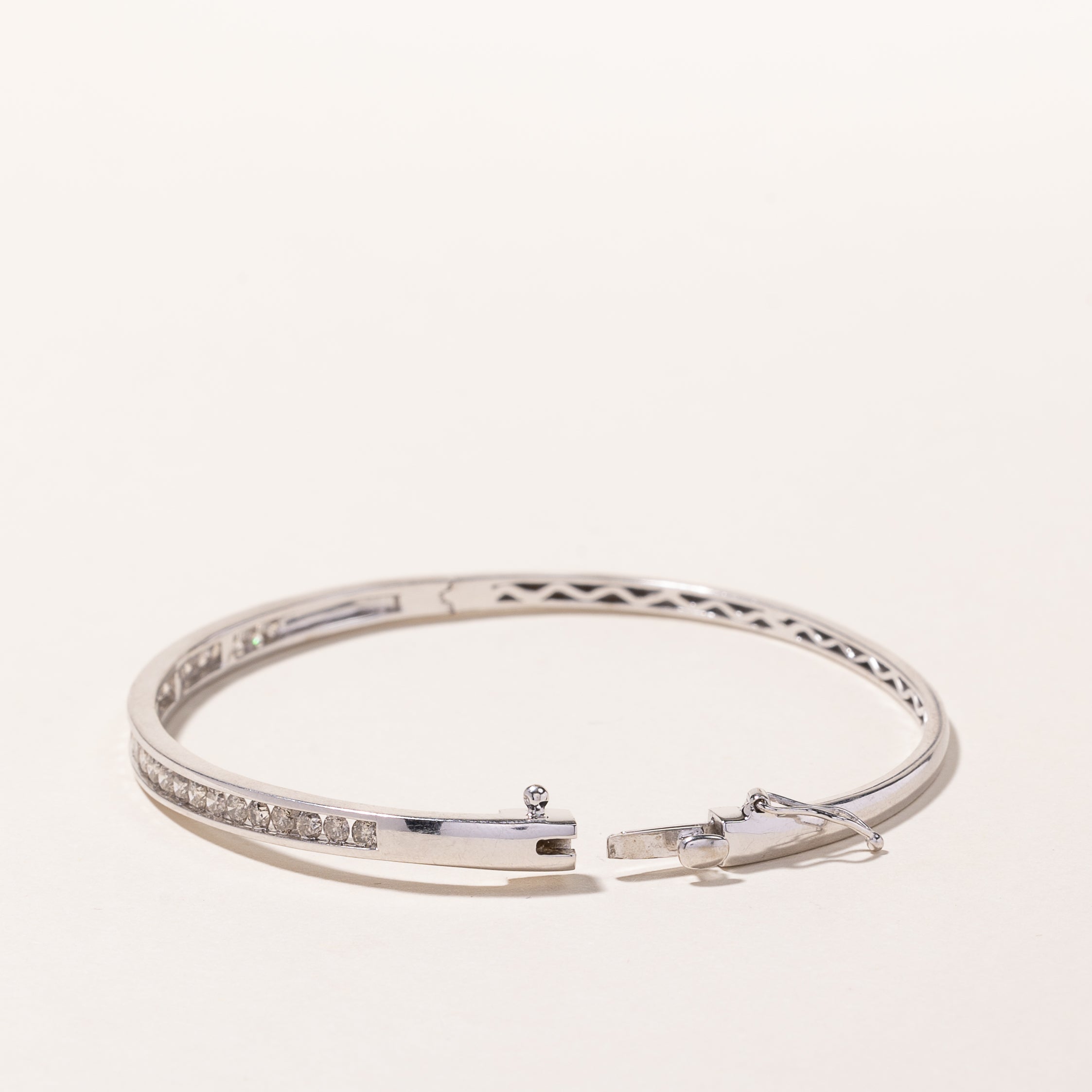 10K White Gold Diamond Bangle Bracelet for Women - 1.37 Carat Total Weight (ctw) - 7 Inches - Elegant Jewelry Gift for Anniversary, Birthday & Special Occasions