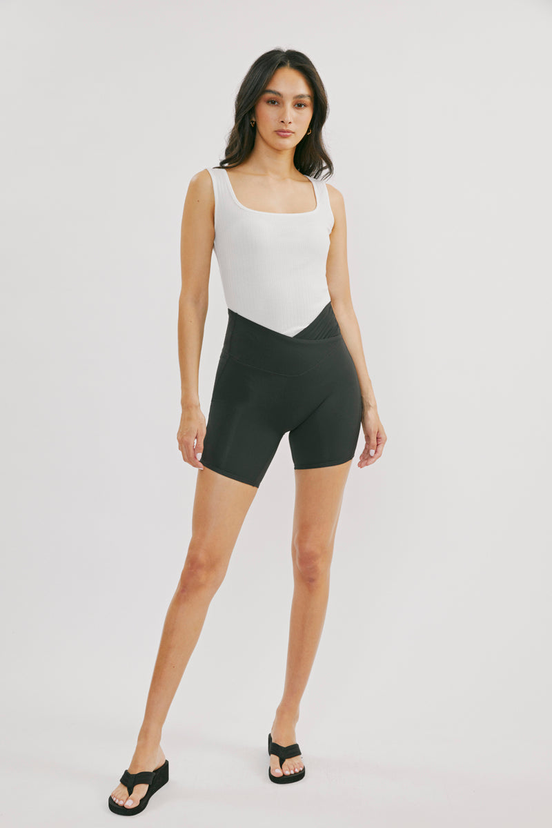 Neptune Mid Rise Active Shorts for Women - High Waist Yoga Running Workout Shorts with Pockets - Perfect for Gym, Jogging, and Lounge Wear