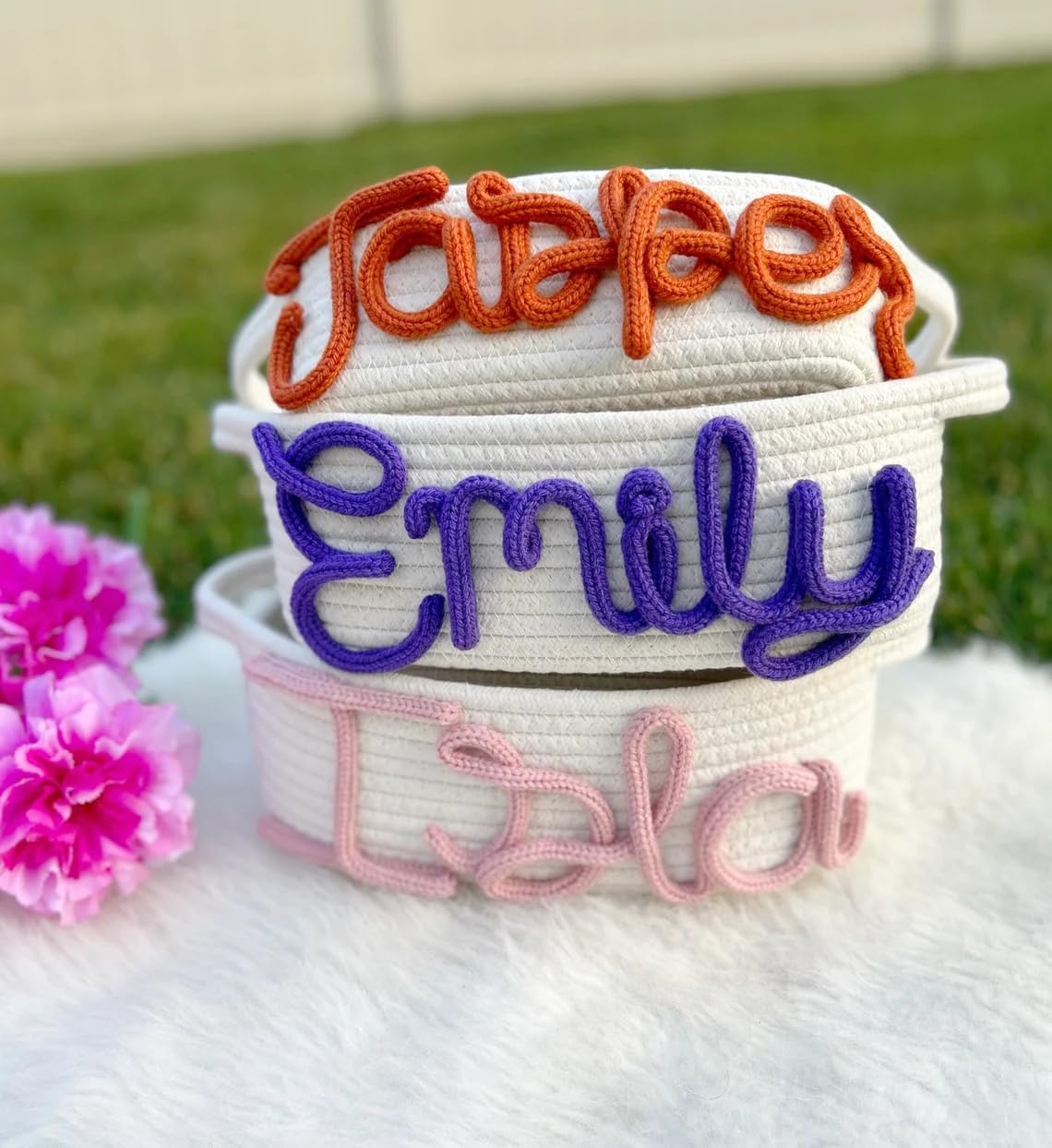 Personalized Baby Gift Basket with Custom Name & Monogram - Newborn Toy Storage Basket - Perfect for Baby Showers, Birthdays & Nursery Organization