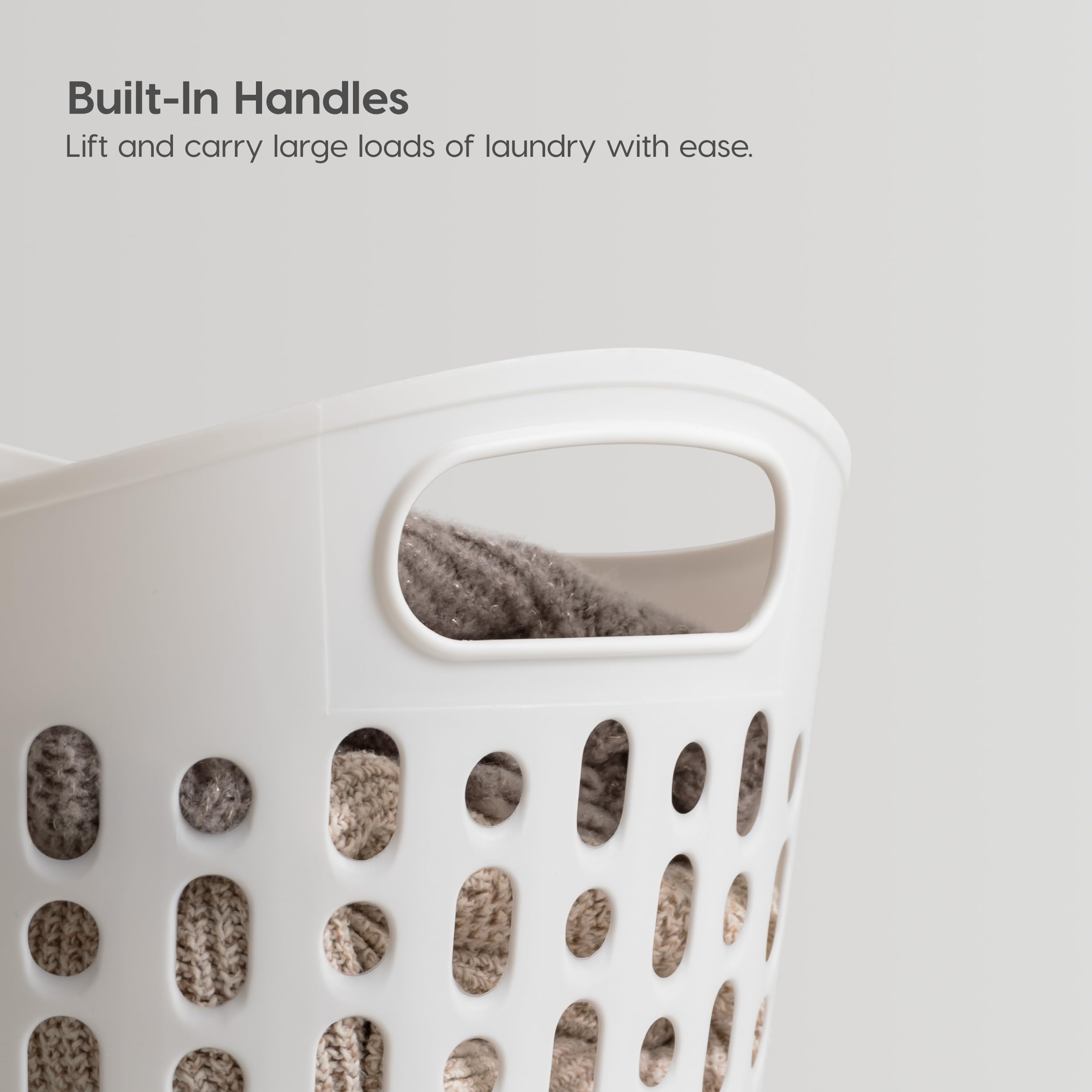 IRIS USA 30L Durable Laundry Basket with Ventilation Holes - Portable Round Storage Hamper for Closet, Dorm, Laundry Room & Bedroom - White | Perfect for Organizing Clothes, Toys & Household Items