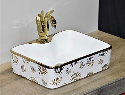 Premium Designer Ceramic Vessel Sink - Modern Rectangle Bathroom Wash Basin 18.9