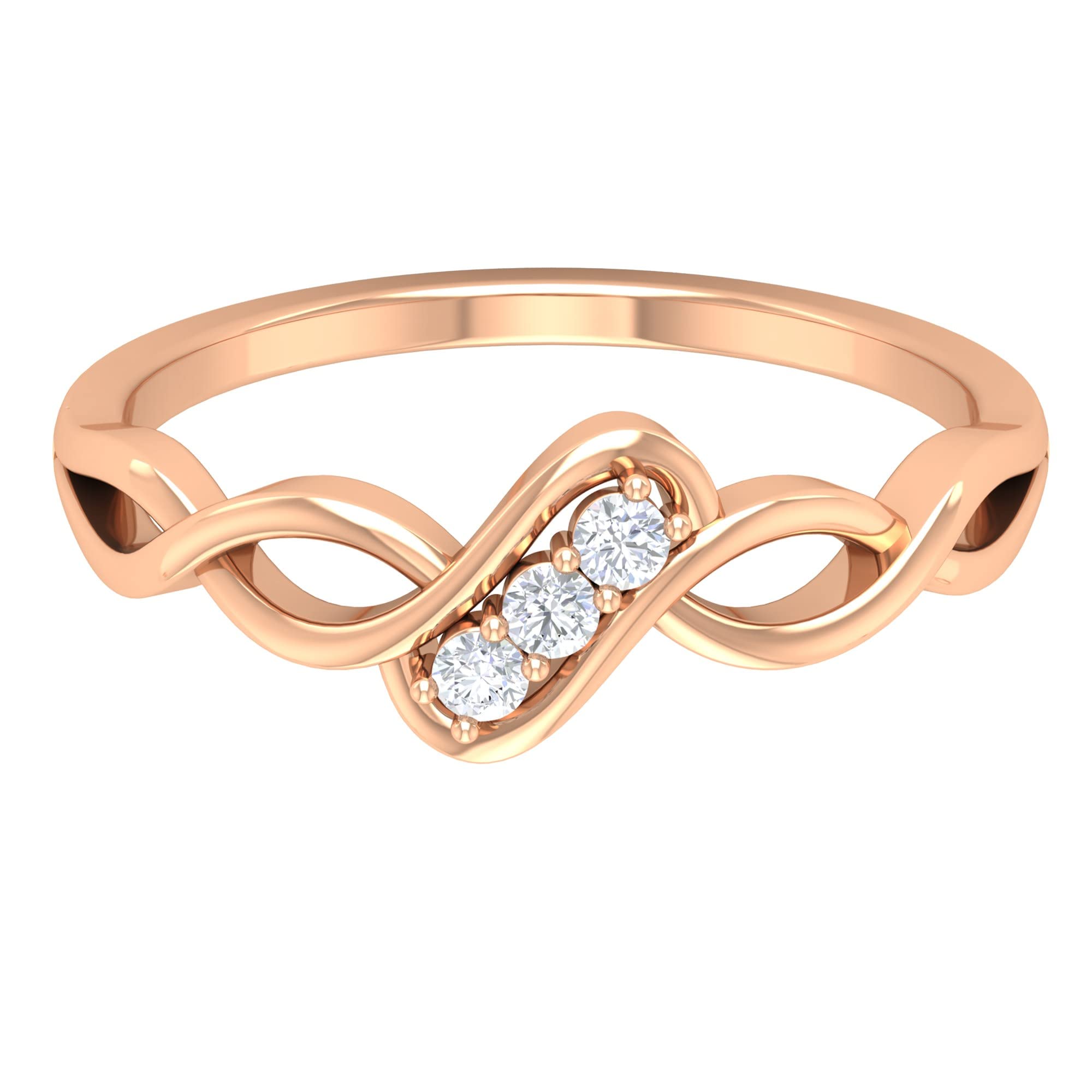 Certified Diamond Ring for Women - 14K Solid Gold Three Stone & Crossover Design with April Birthstone | Elegant Wedding, Engagement & Anniversary Jewelry Gift