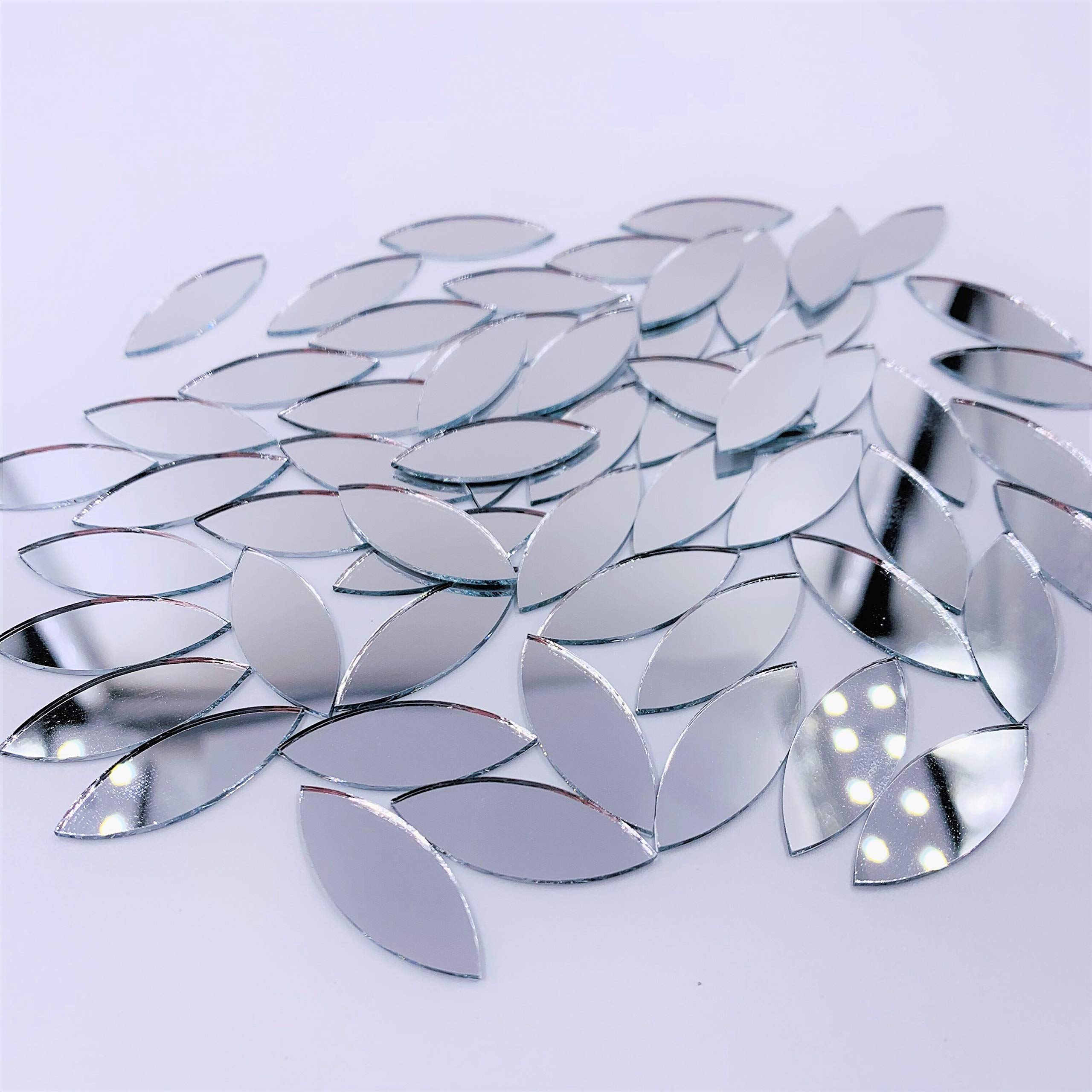 150pcs Silver Petal Shaped Mirror Mosaic Tiles for DIY Crafts, Home Decor, Wall Art & Wedding Decorations - Perfect for Mosaic Projects, Mirror Walls, and Creative Art Designs