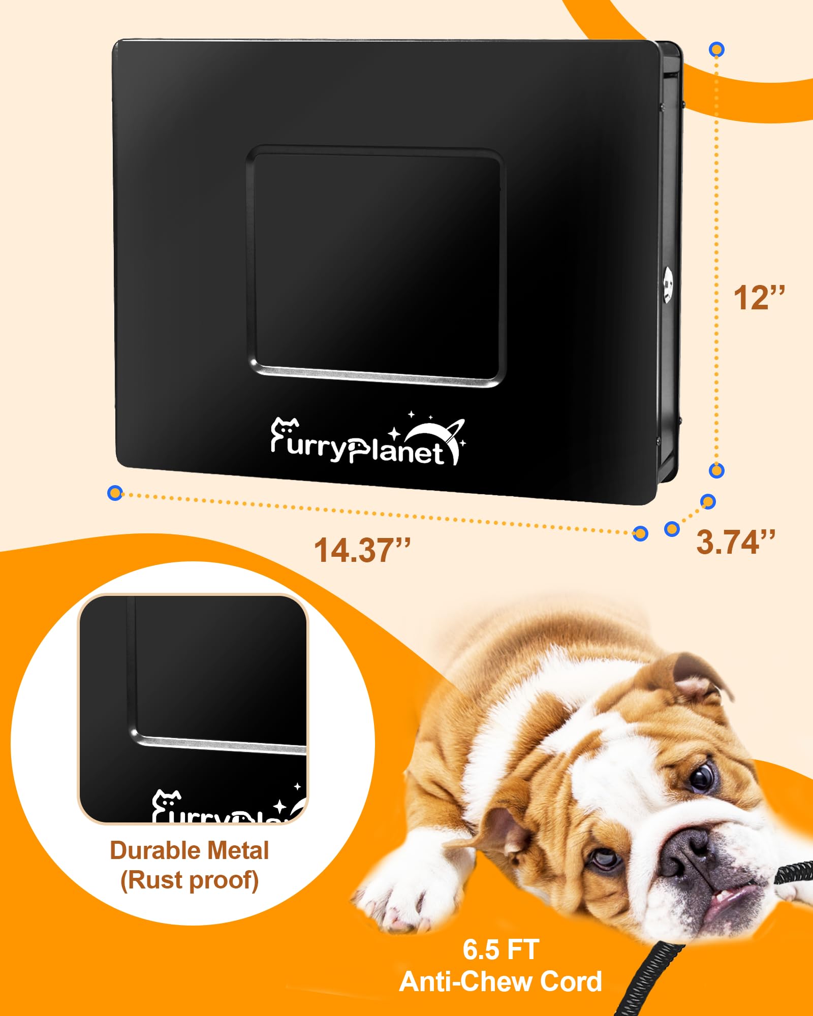 400W Outdoor Dog House Heater with Thermostat & Overheat Protection - Adjustable Temperature Knob, 6.5FT Chew-Proof Cord - Perfect for Winter Dog Kennels, Chicken Coops, Cat & Rabbit Hutches - Keep Pets Warm in Cold Weather