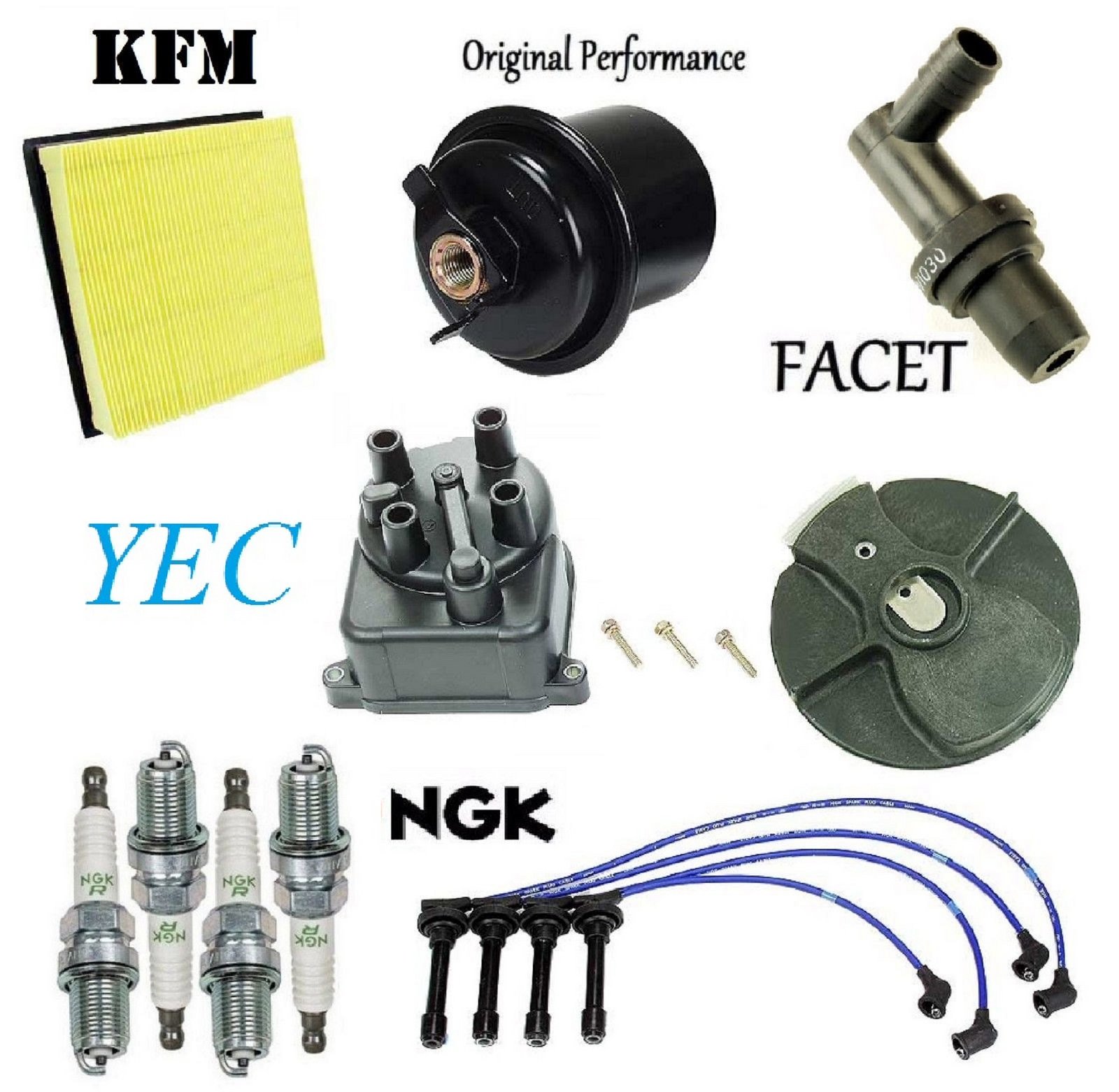 NGK Tune Up Kit with Filters, Cap, Rotor, Wires & Spark Plugs for 1999-2001 Honda CR-V 2.0L - Complete Engine Maintenance Set for Smooth Performance & Fuel Efficiency