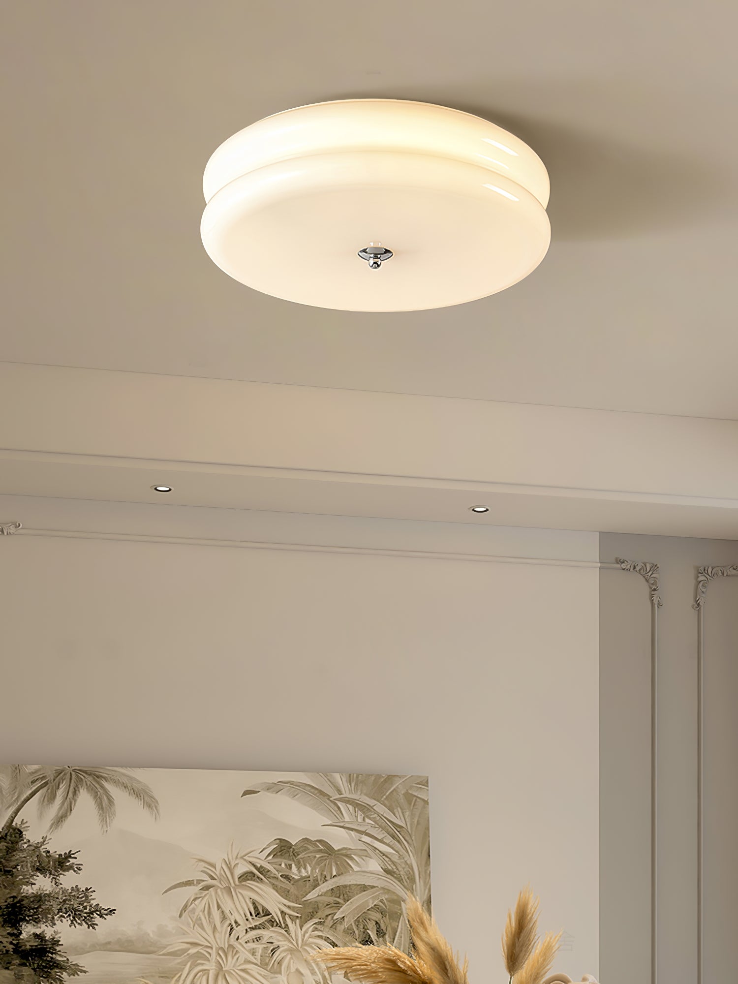 Art Deco Vintage Ceiling Light Fixture - Antique Bronze Finish, Crystal Accents - Perfect for Dining Room, Bedroom, or Foyer Lighting