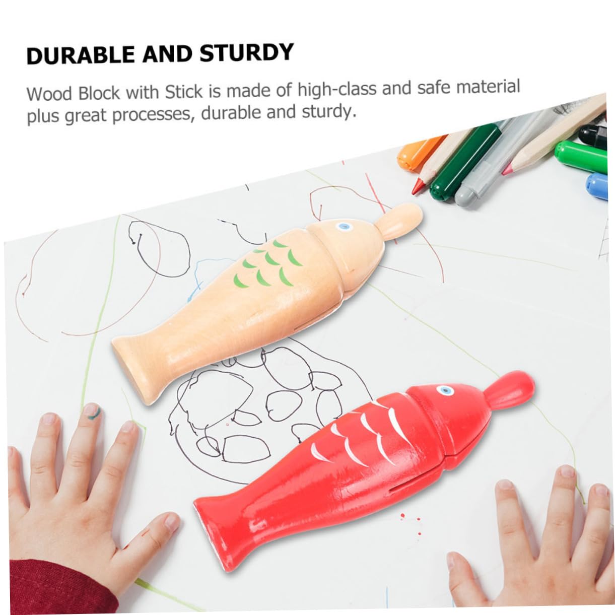 BCOATH Small Wooden Fish Guiro - Musical Instrument Toy for Babies & Kids - Fish Shaped Percussion Toy with Mallet - Early Learning & Sensory Play - Perfect for Nursery, Classroom & Music Time