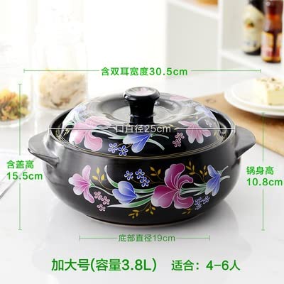 Lily Soup Pot - 3.8L Ceramic Casserole for Rice Vermicelli, Braised Chicken & Herbal Stews | Perfect for Slow Cooking, Family Meals & Traditional Chinese Medicine Preparation