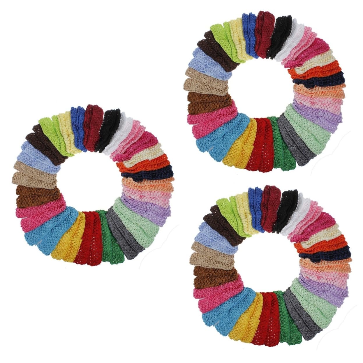 VICASKY 150 Pcs Crochet Hair Bands for Girls - Soft Knit Elastic Headbands for Women & Teens - Perfect for School, Sports, and Everyday Styling