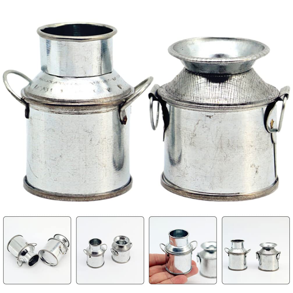 2PCS Miniature Buckets for Tiny House Decor, Mini Flower Vases, DIY Centerpieces - Perfect for Fairy Gardens, Dollhouse Accessories, and Wedding Table Decorations