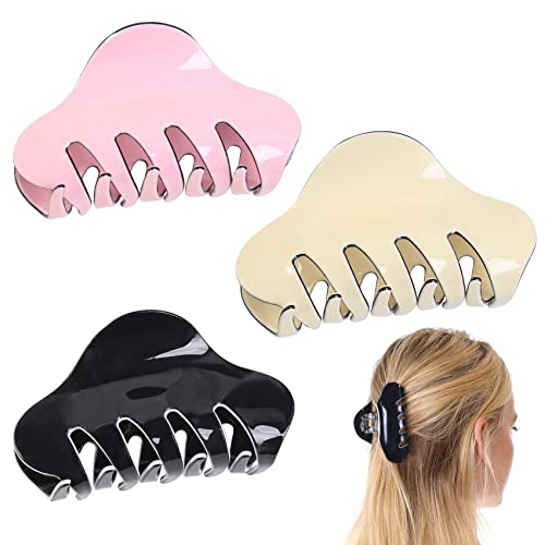 Mistofu 3PCS Medium Hair Claw Clips for Women - Non-Slip Banana Hair Clips for Thick & Thin Hair, 3.5 Inch Large Fashion Hair Accessories for Women & Girls (Multi-Colored) - Perfect for Work, Gym, Travel & Everyday Styling