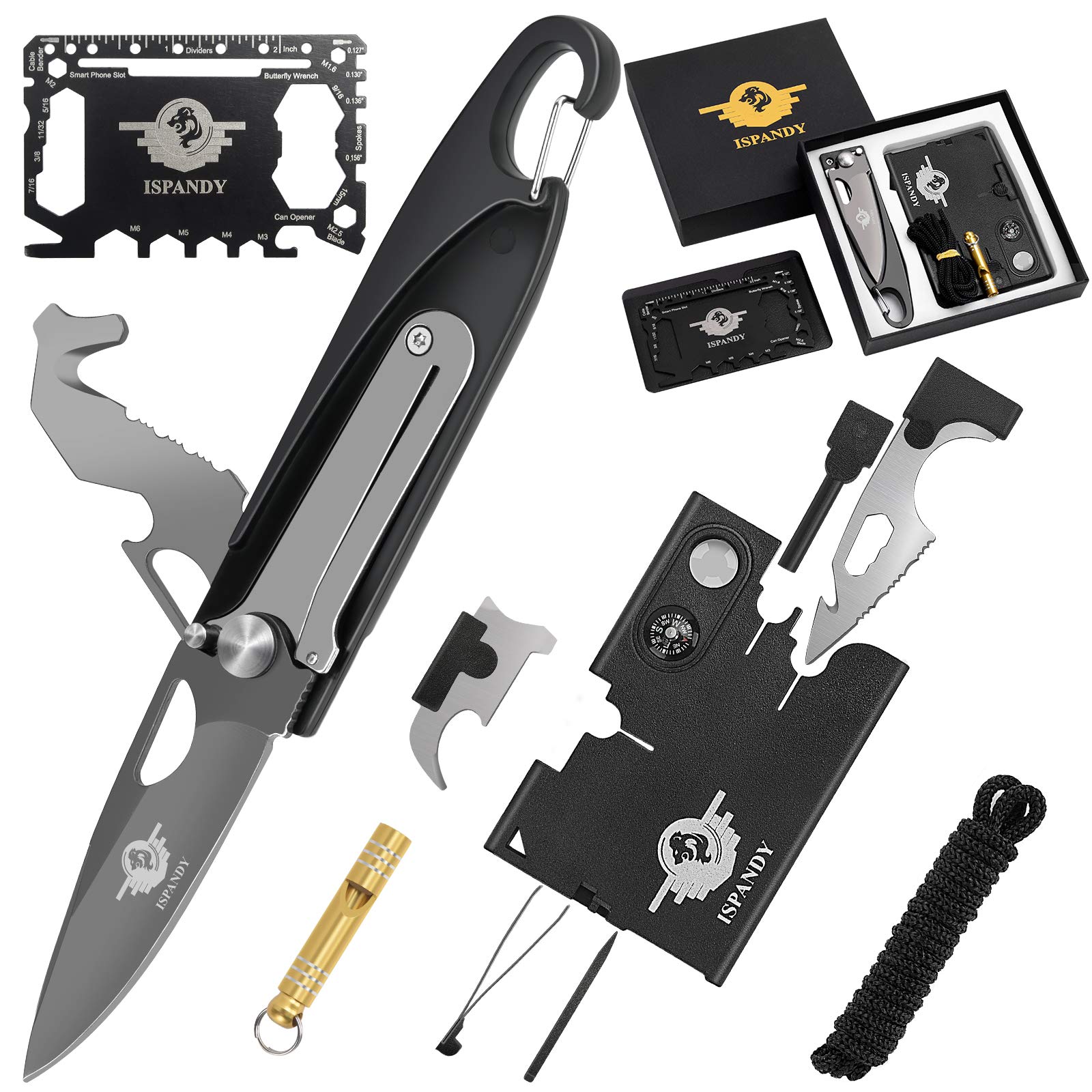 7-in-1 Multi-Tool Keychain & 18-in-1 Pocket Tool Set with 46-in-1 Credit Card Tool - Compact Survival Gear for Men - Perfect Father's Day Gift - Essential for Camping, Hiking, Emergency Preparedness & Everyday Carry (EDC) - Ideal for Outdoor Adventures, Home Repairs, Car Maintenance and Survival Kits - Great for Travel, DIY Projects and Emergency Situations
