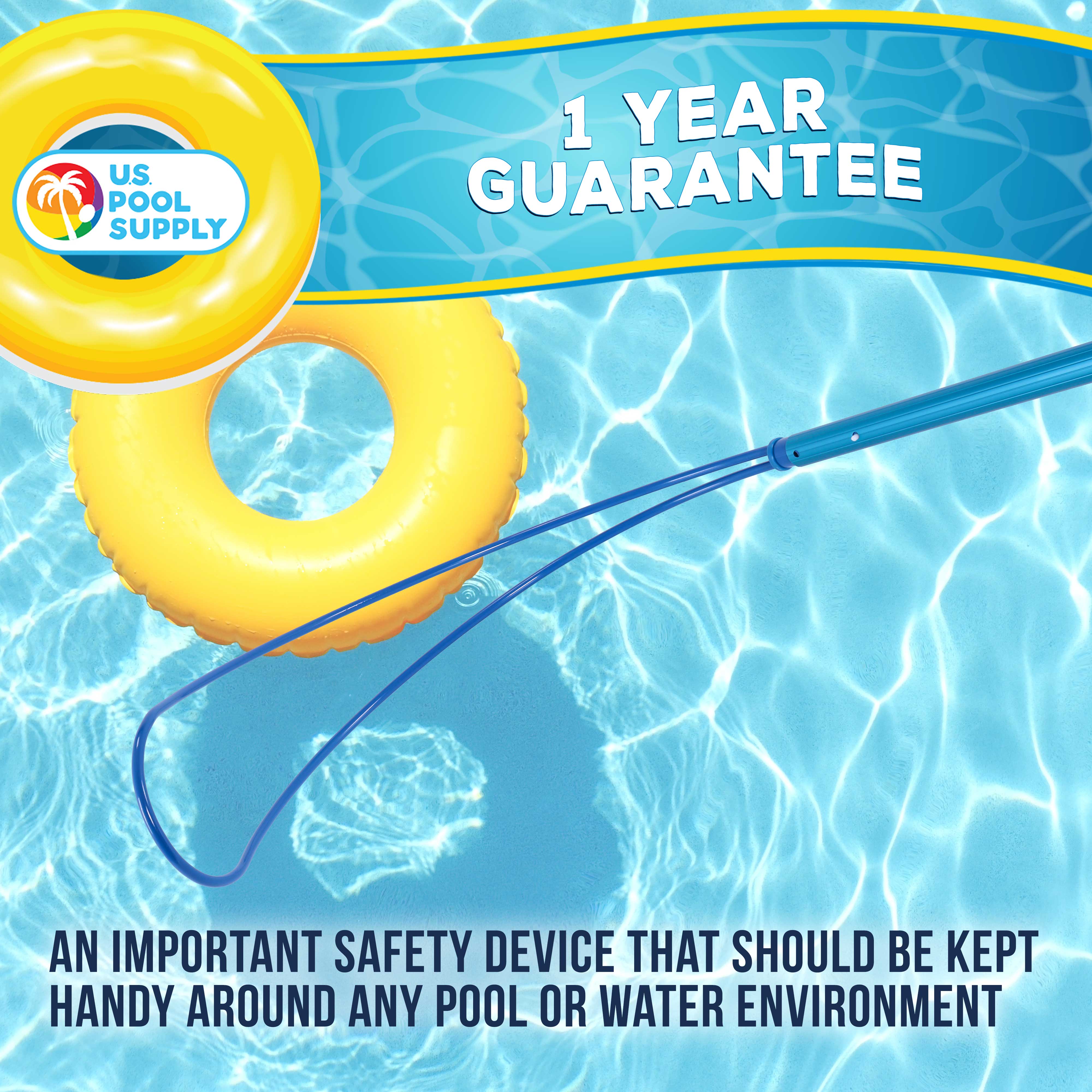 Emergency Pool Safety Hook - Aluminum Rescue Hook for Drowning Swimmers & Lifesaving Equipment | U.S. Pool Supply for Swimming Pools, Spas & Water Safety Training