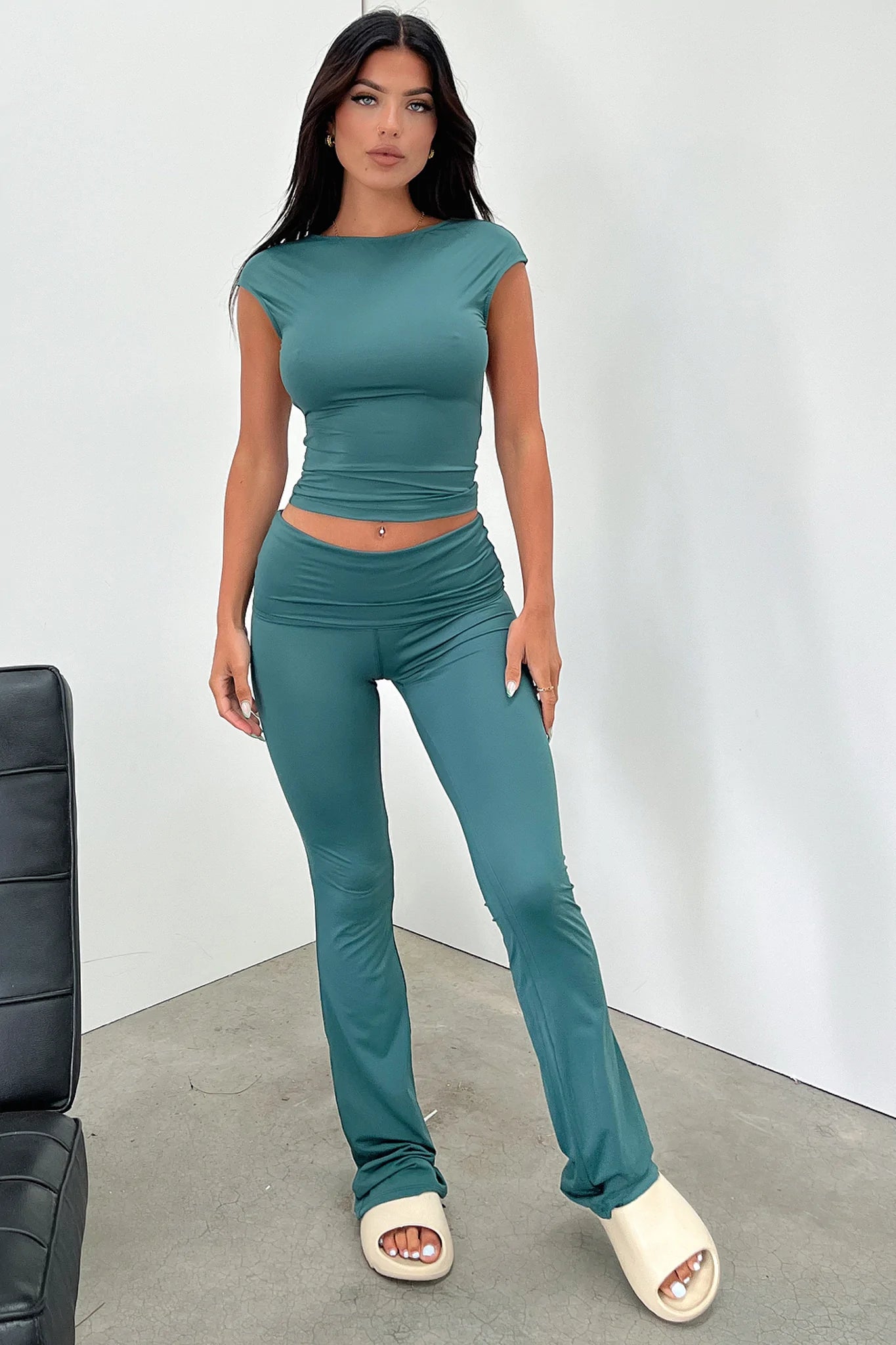 Lioness Amelie High-Waisted Wide Leg Pants - Jungle Green | Women's Casual & Office Wear | Perfect for Work, Travel & Everyday Outfits